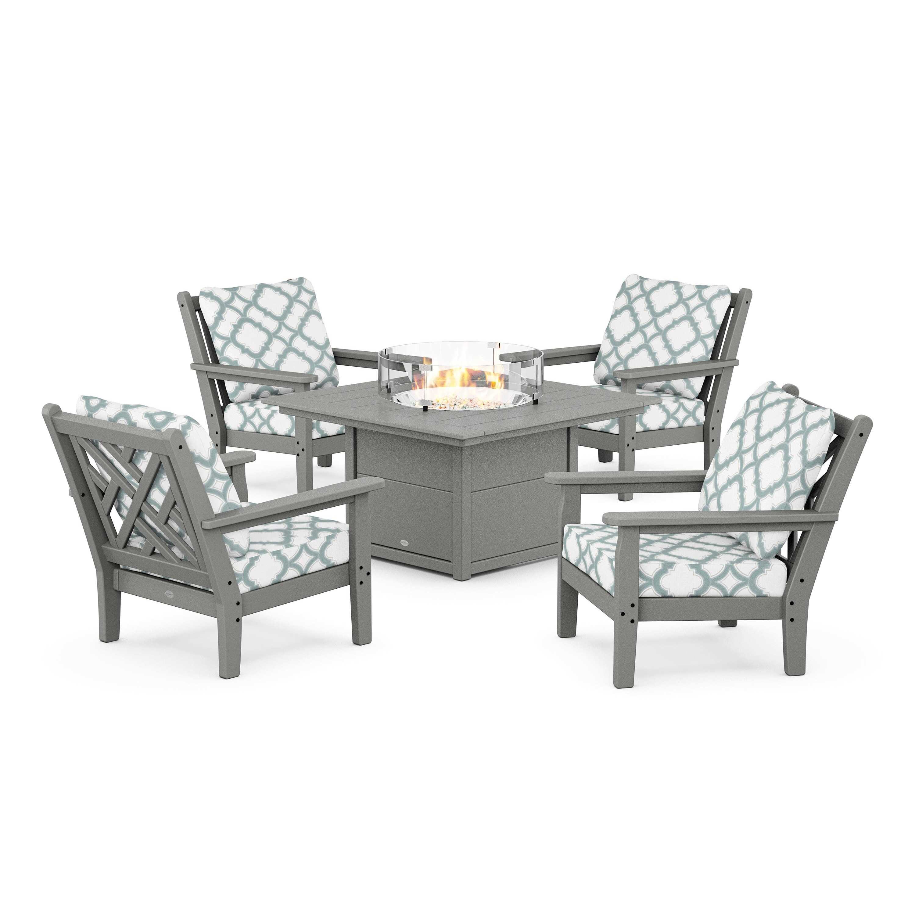 Chippendale 5-Piece Deep Seating Set with Fire Pit Table