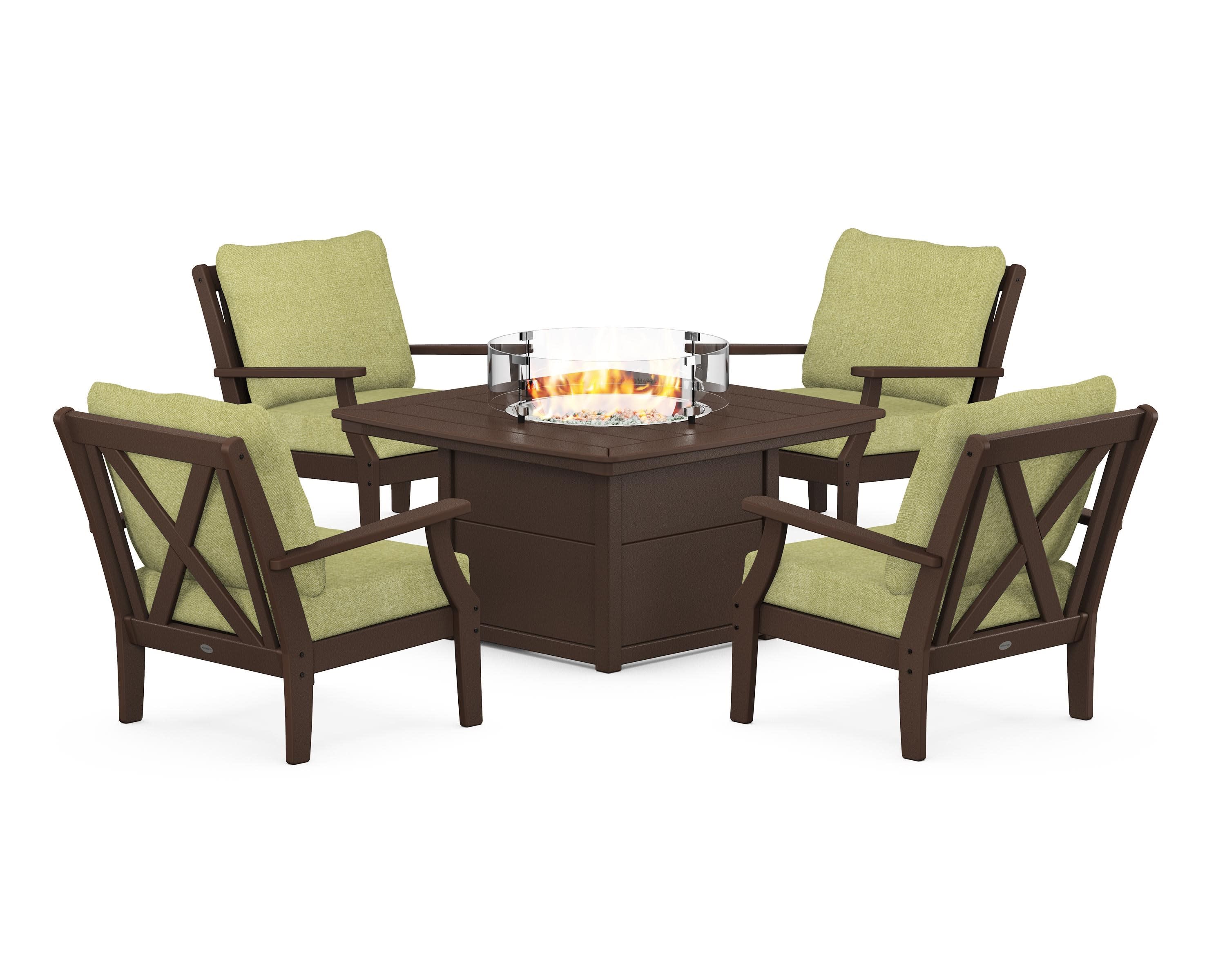 Braxton 5-Piece Deep Seating Conversation Set with Fire Pit Table