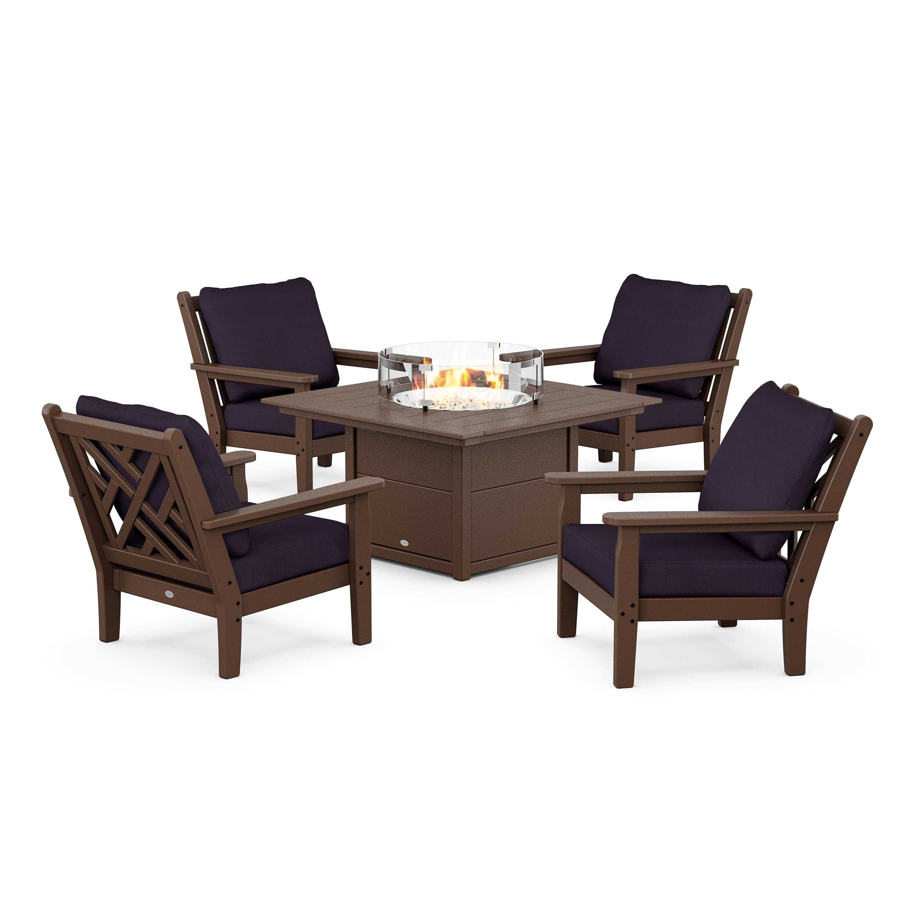 Chippendale 5-Piece Deep Seating Set with Fire Pit Table