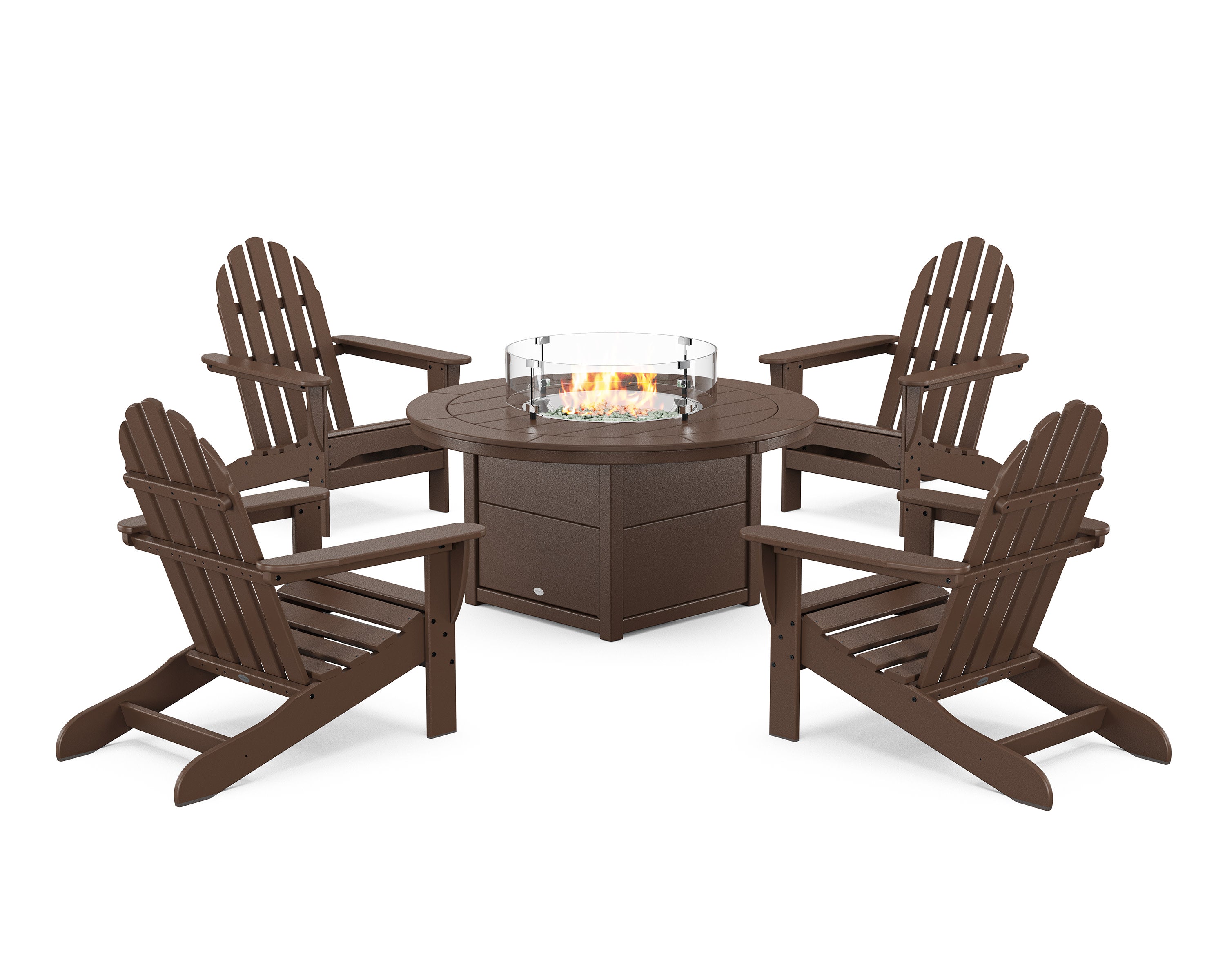 Classic Adirondack 5-Piece Conversation Set with Fire Pit Table