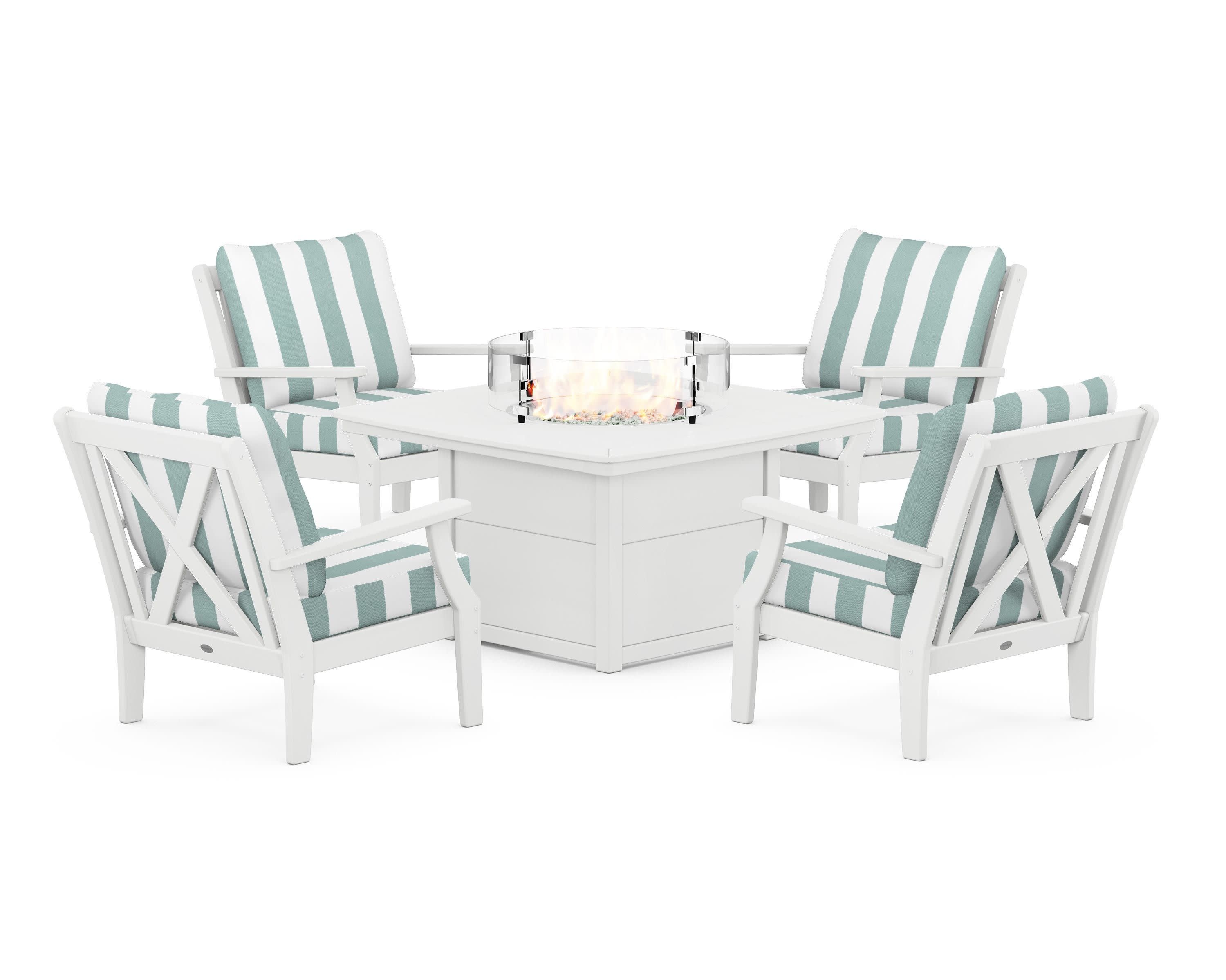 Braxton 5-Piece Deep Seating Conversation Set with Fire Pit Table