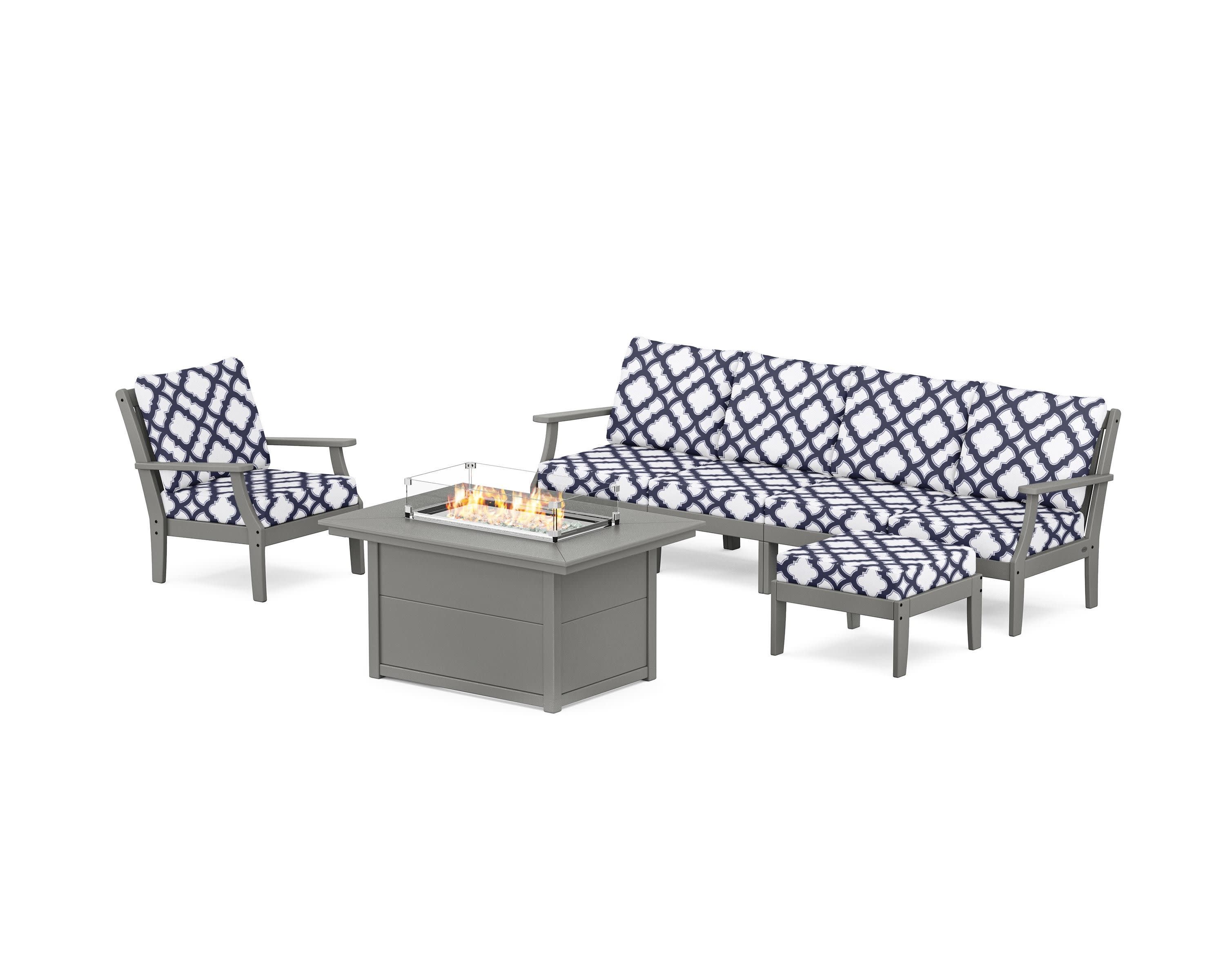 Braxton Sectional Lounge and Fire Pit Set