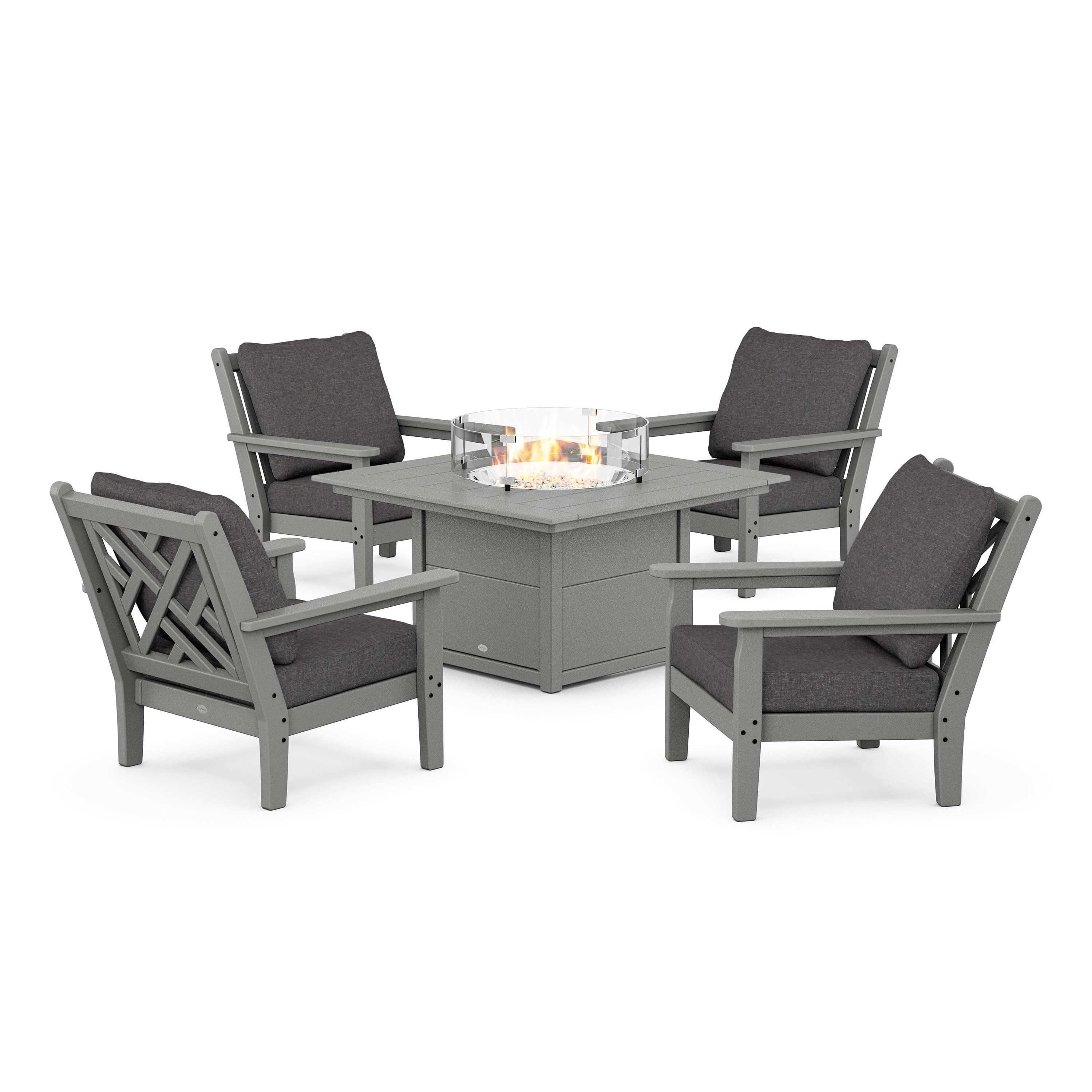 Chippendale 5-Piece Deep Seating Set with Fire Pit Table