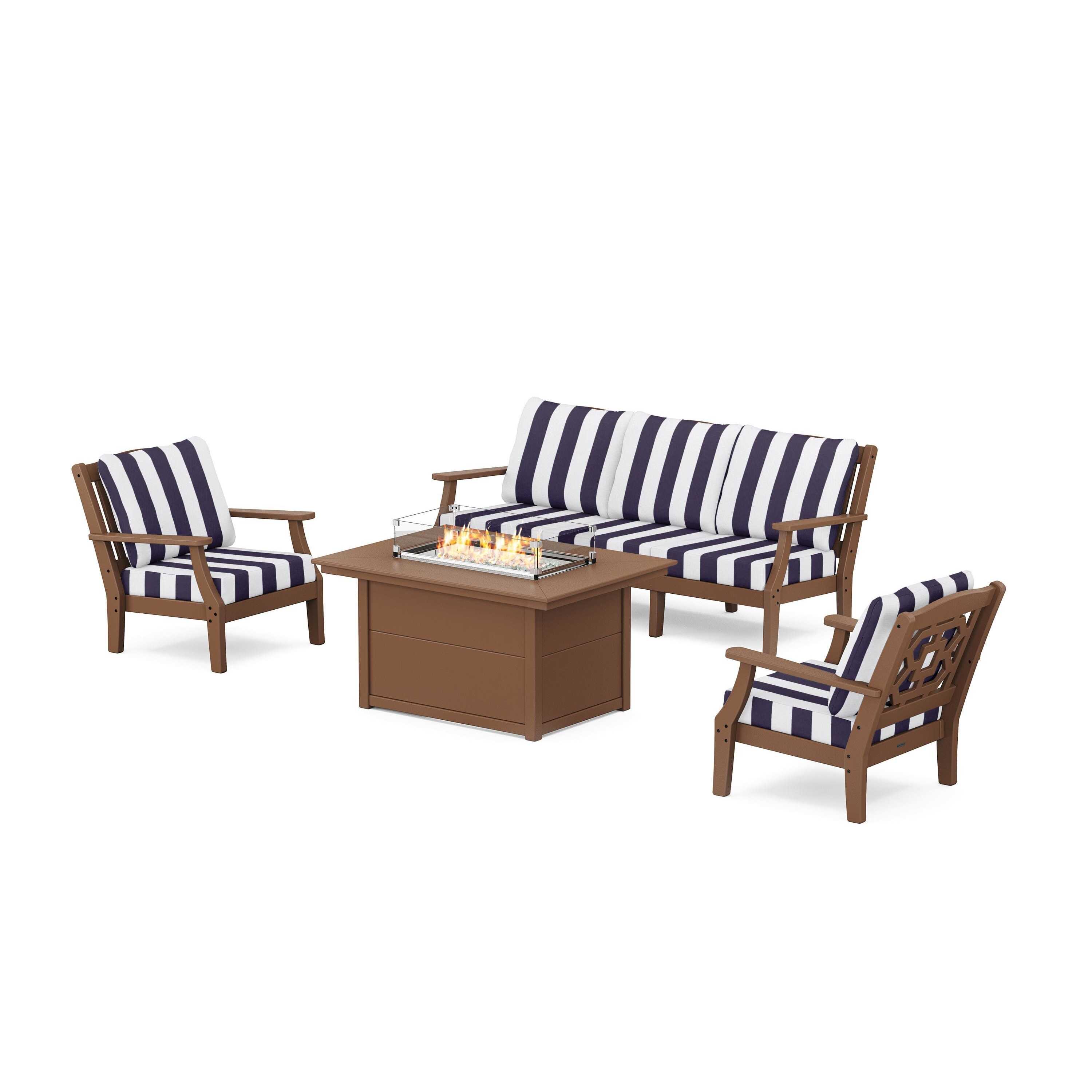 Chinoiserie Deep Seating Fire Pit Table Set