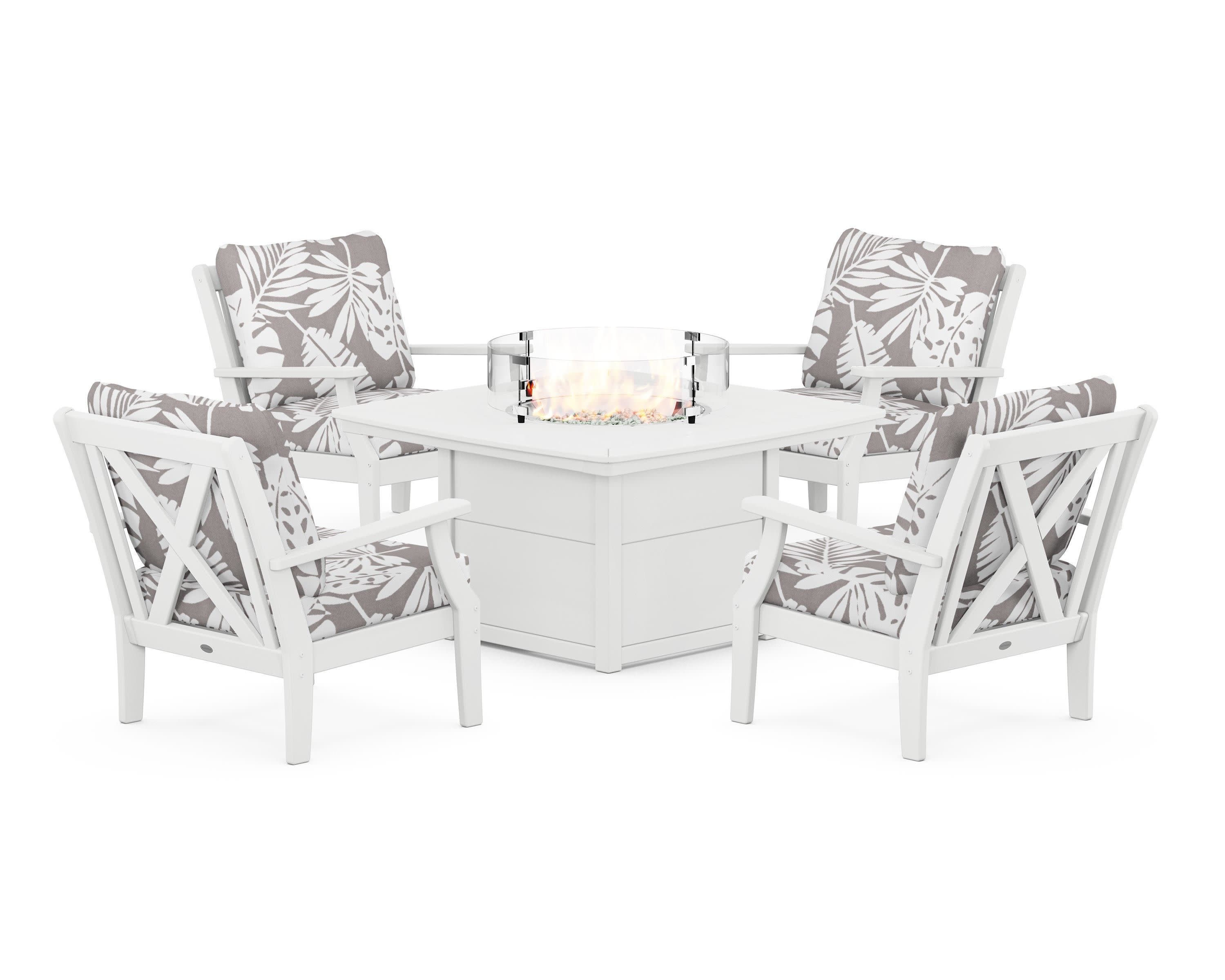 Braxton 5-Piece Deep Seating Conversation Set with Fire Pit Table