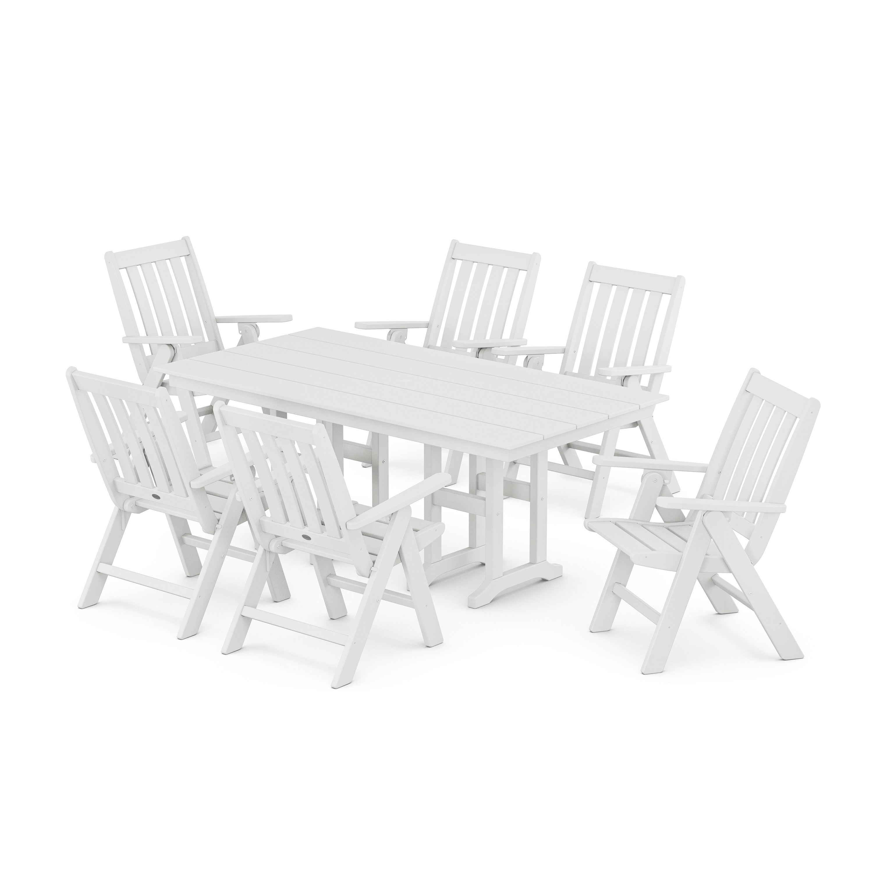 Vineyard Folding Chair 7-Piece Farmhouse Dining Set