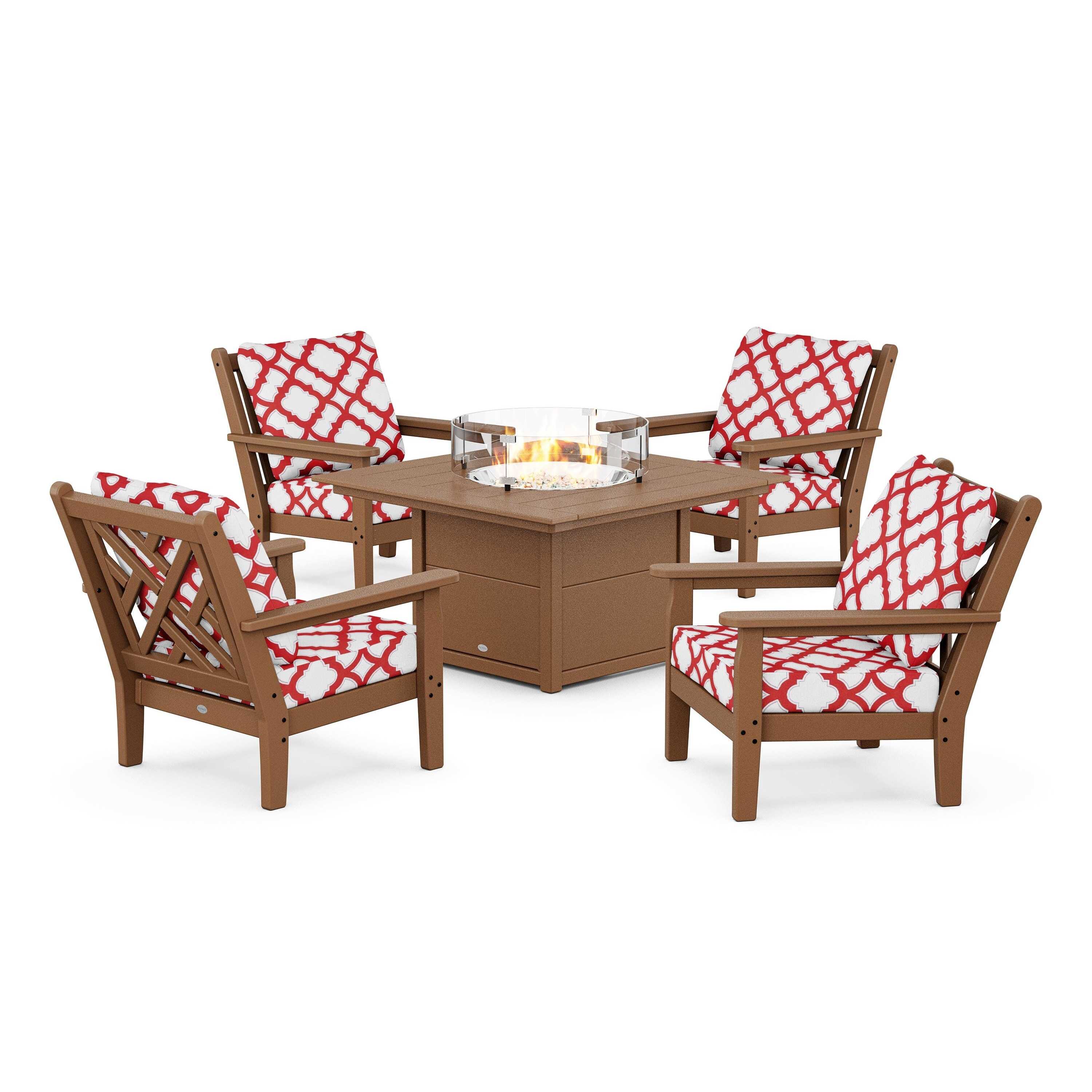 Chippendale 5-Piece Deep Seating Set with Fire Pit Table