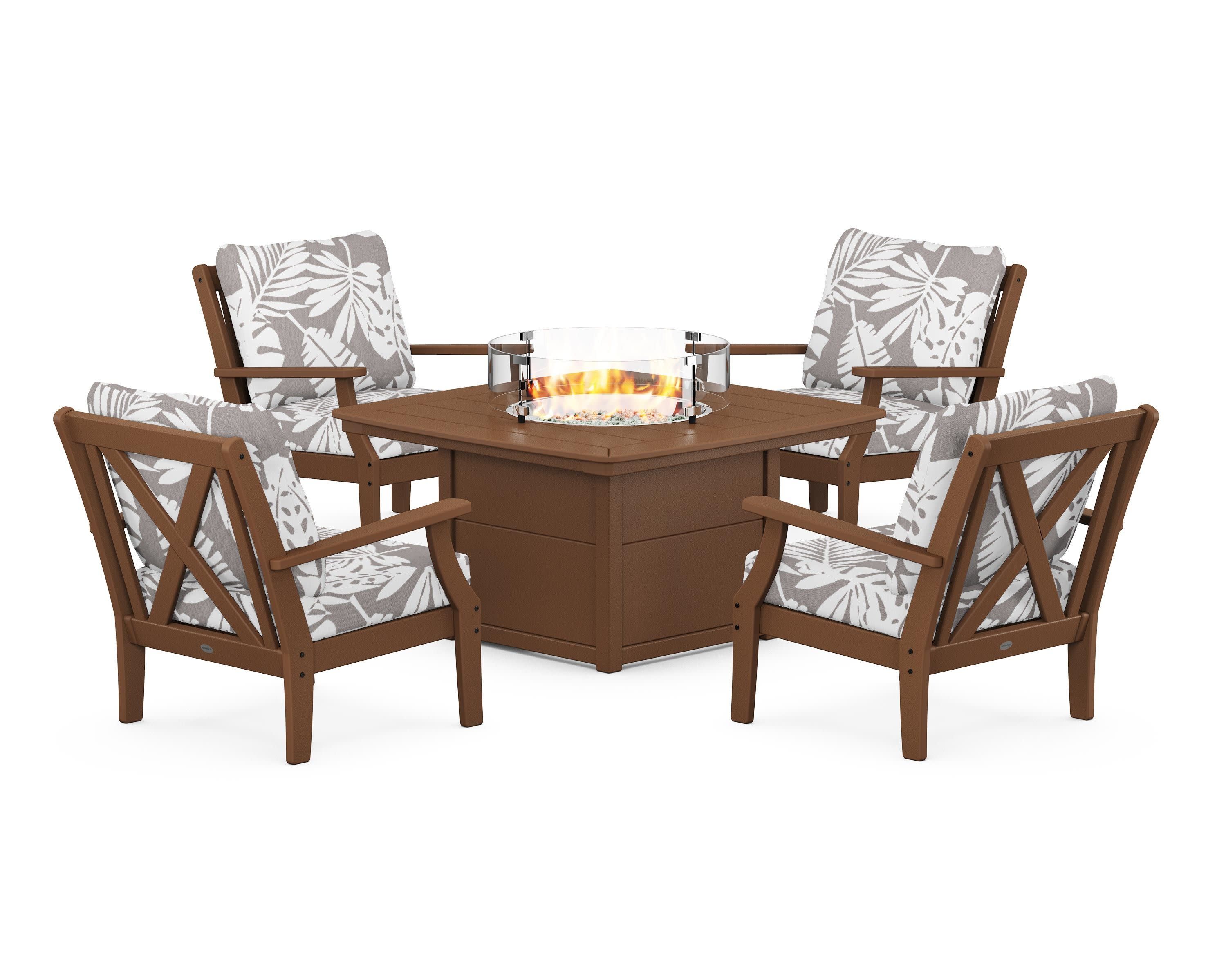 Braxton 5-Piece Deep Seating Conversation Set with Fire Pit Table