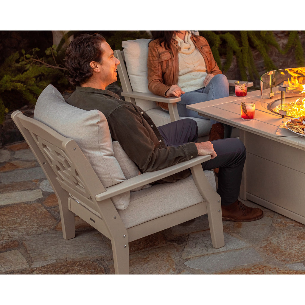 Chinoiserie 5-Piece Deep Seating Set with Fire Pit Table