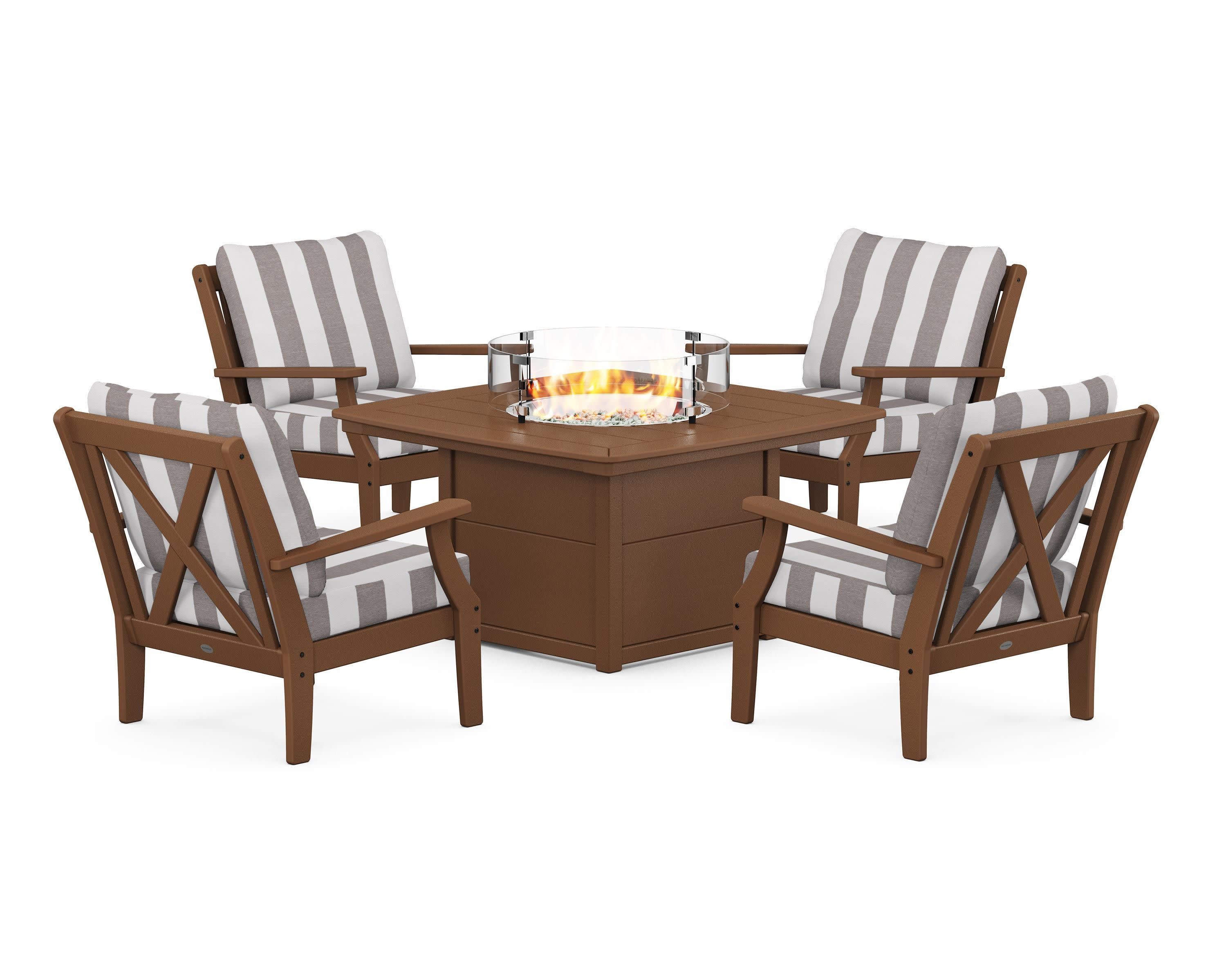 Braxton 5-Piece Deep Seating Conversation Set with Fire Pit Table
