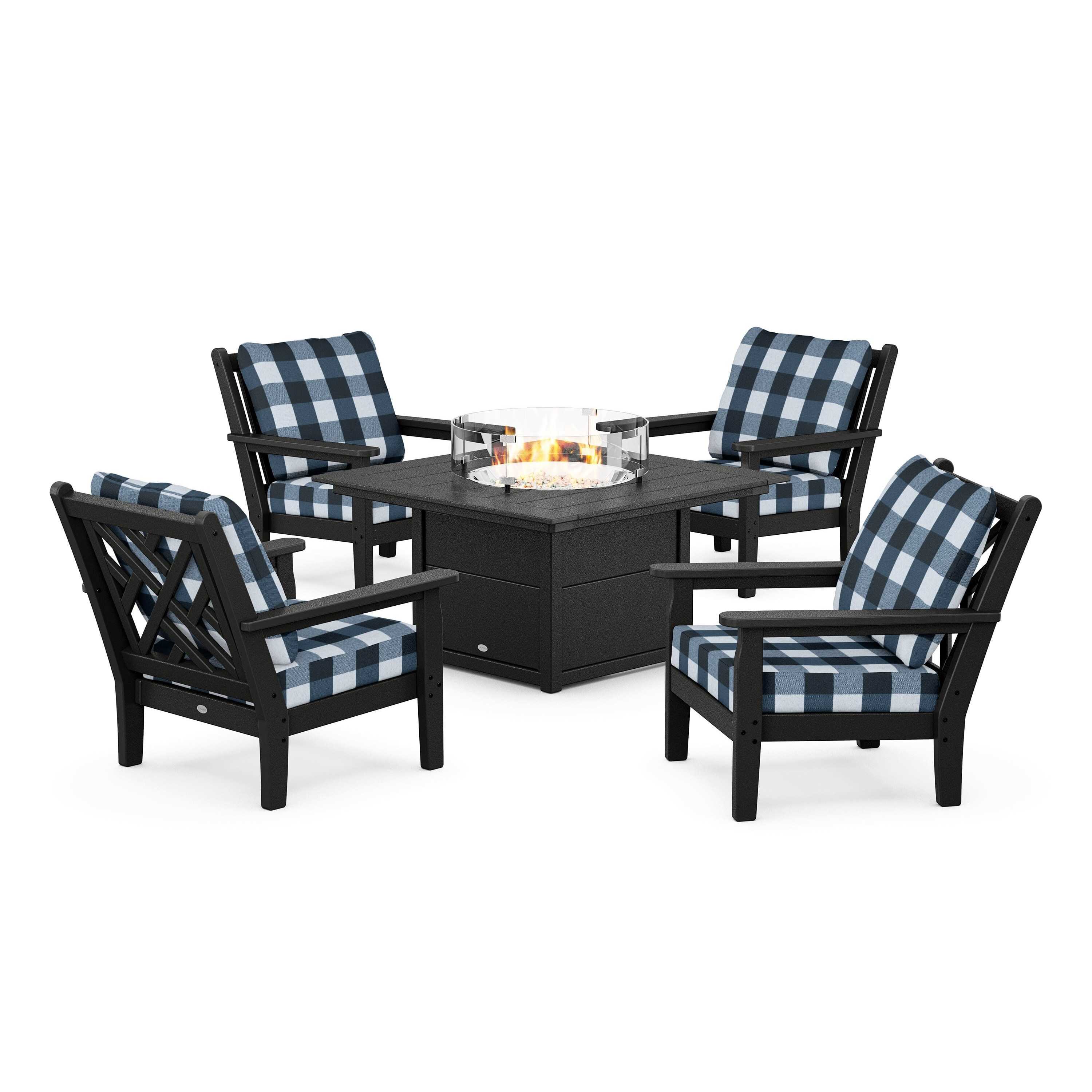 Chippendale 5-Piece Deep Seating Set with Fire Pit Table