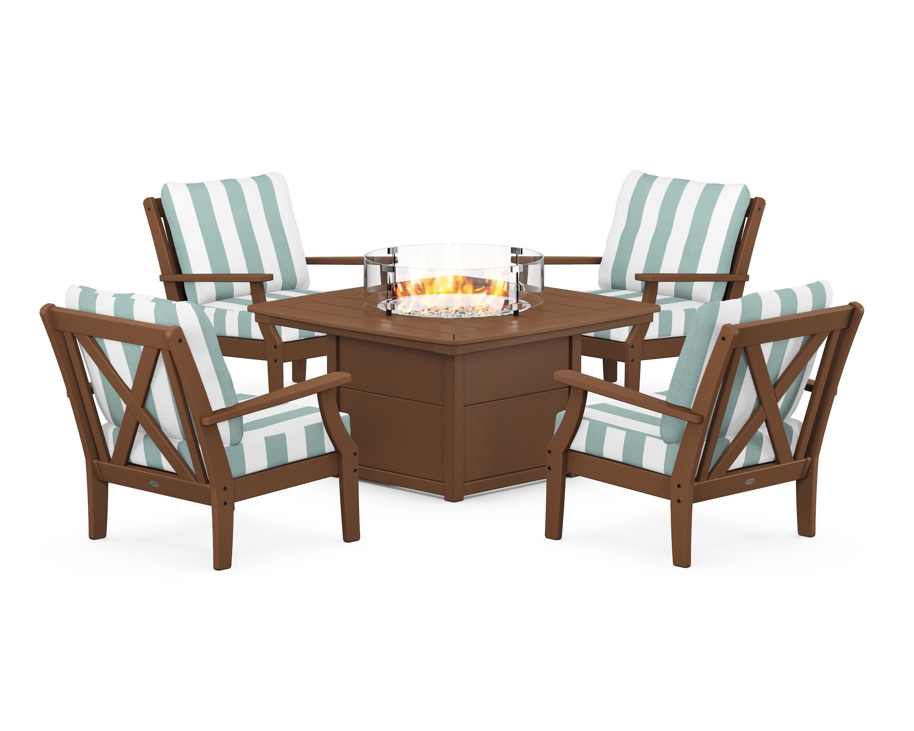 Braxton 5-Piece Deep Seating Conversation Set with Fire Pit Table