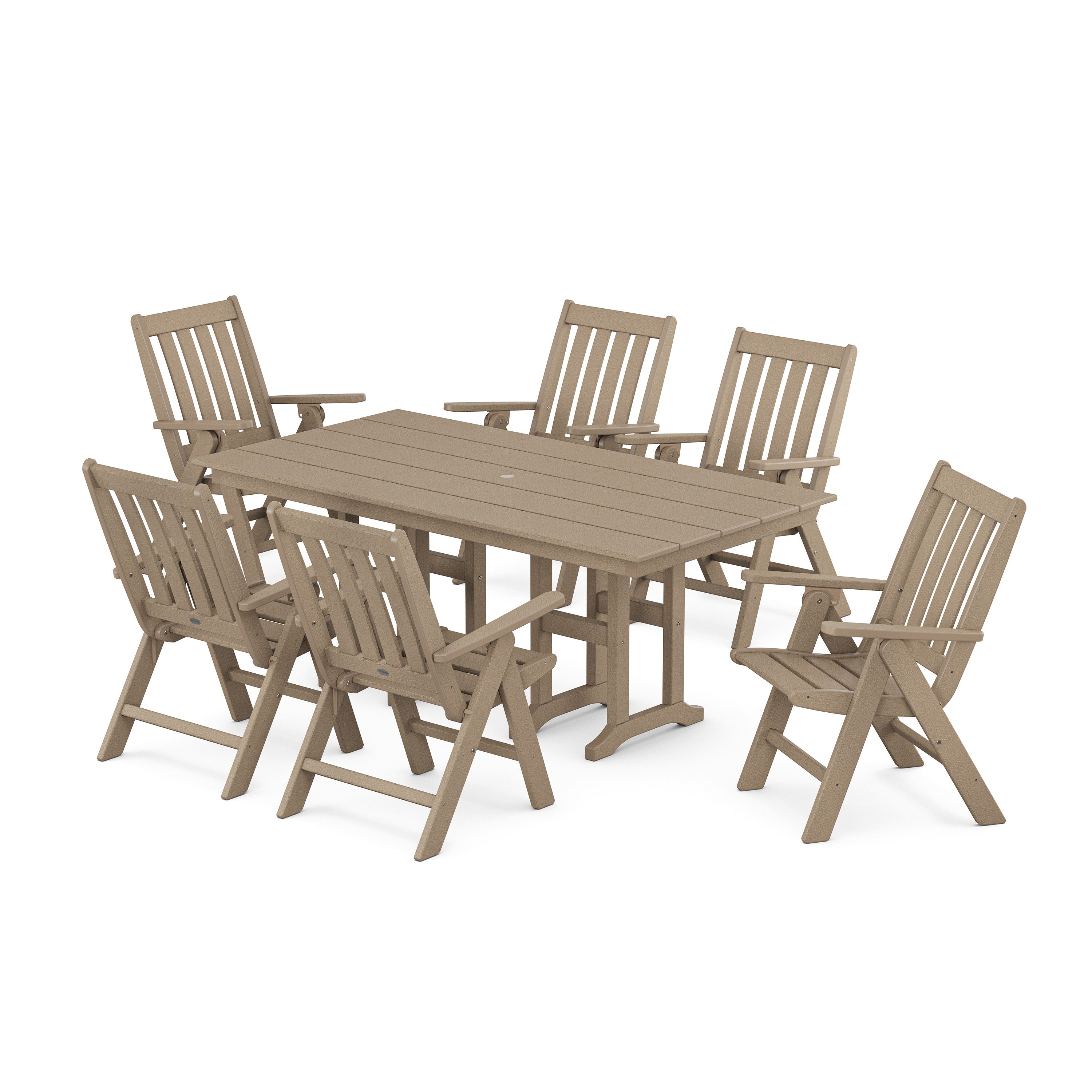 Vineyard Folding Chair 7-Piece Farmhouse Dining Set