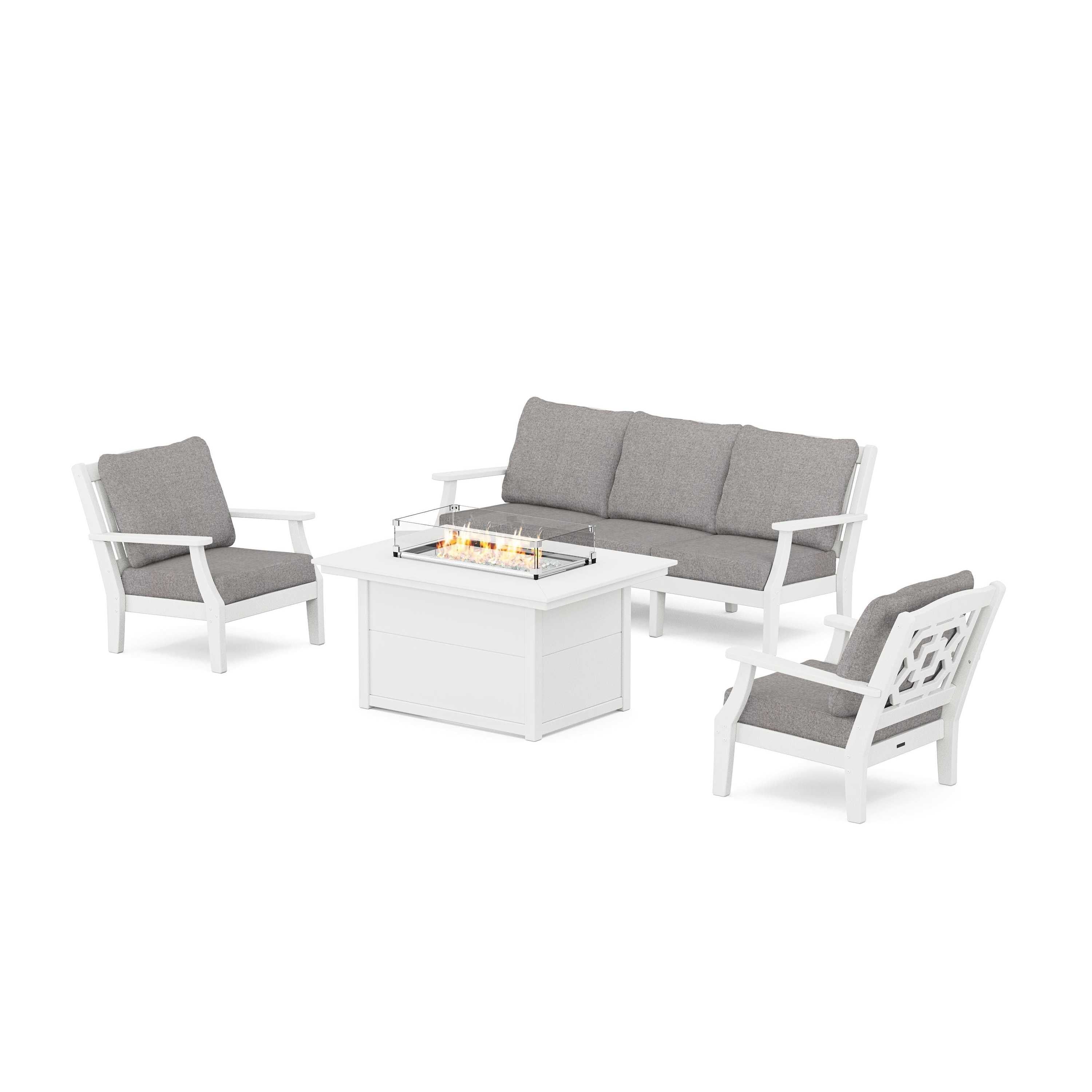 Chinoiserie Deep Seating Fire Pit Table Set