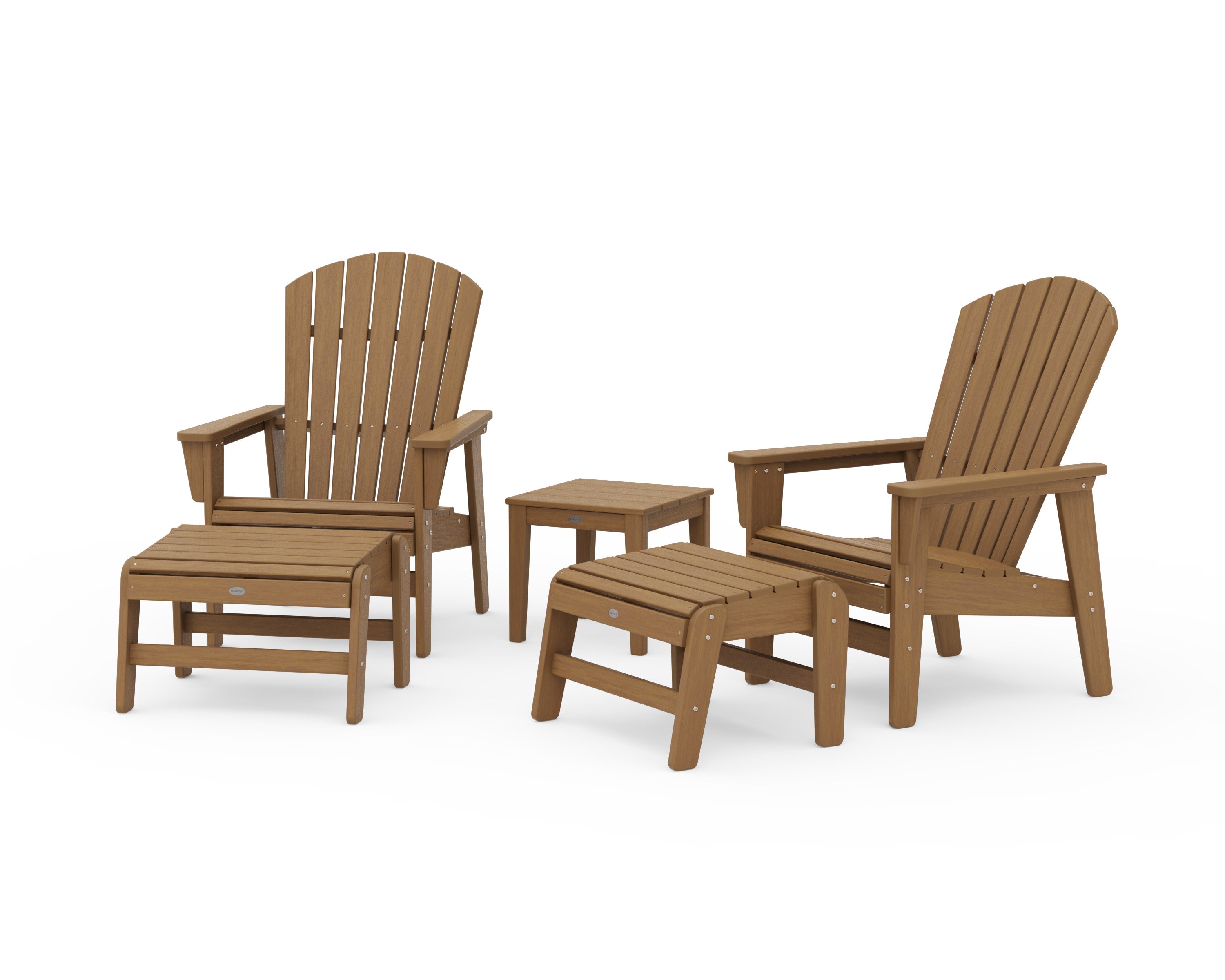 5-Piece Nautical Grand Upright Adirondack Set with Ottomans and Side Table