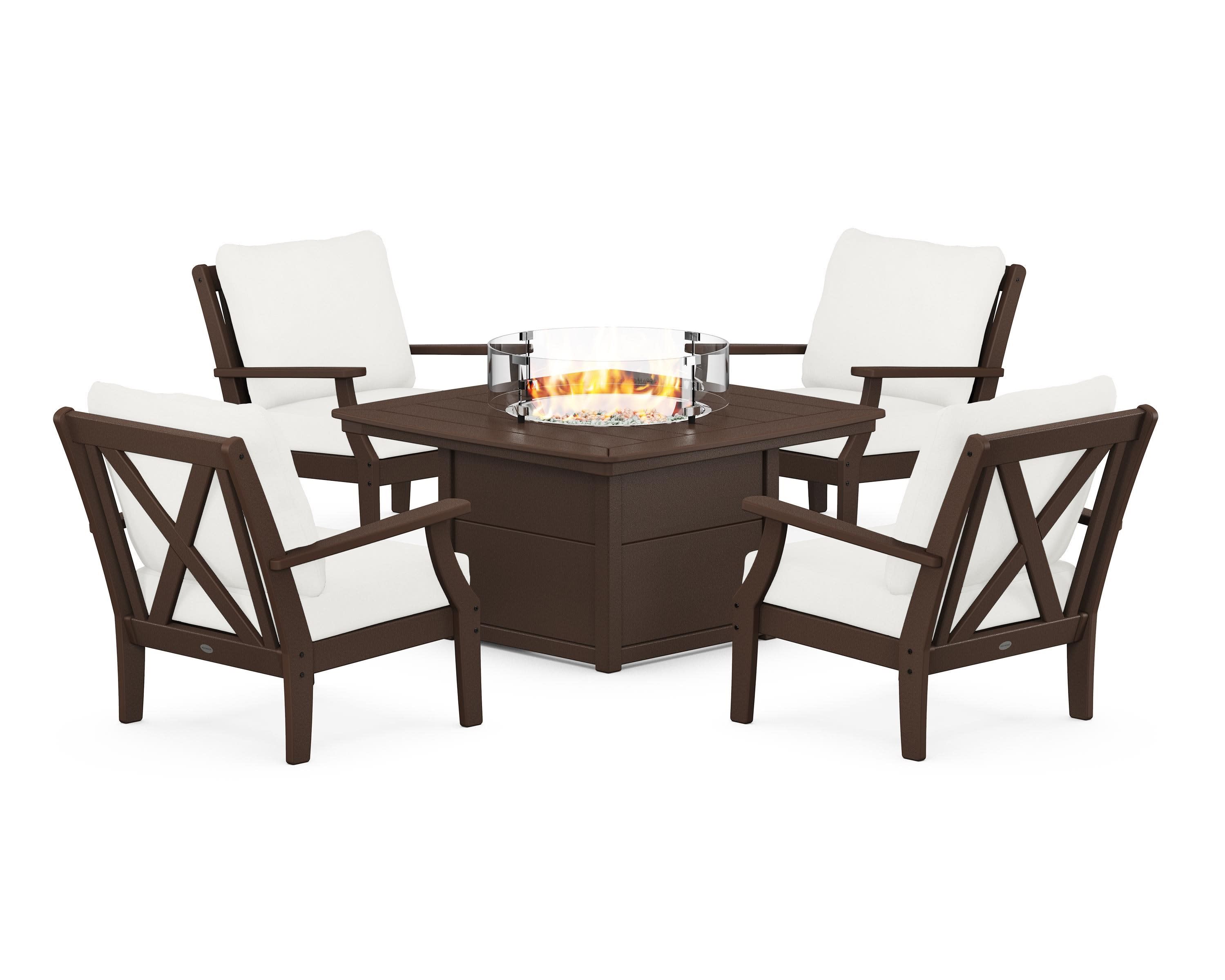 Braxton 5-Piece Deep Seating Conversation Set with Fire Pit Table
