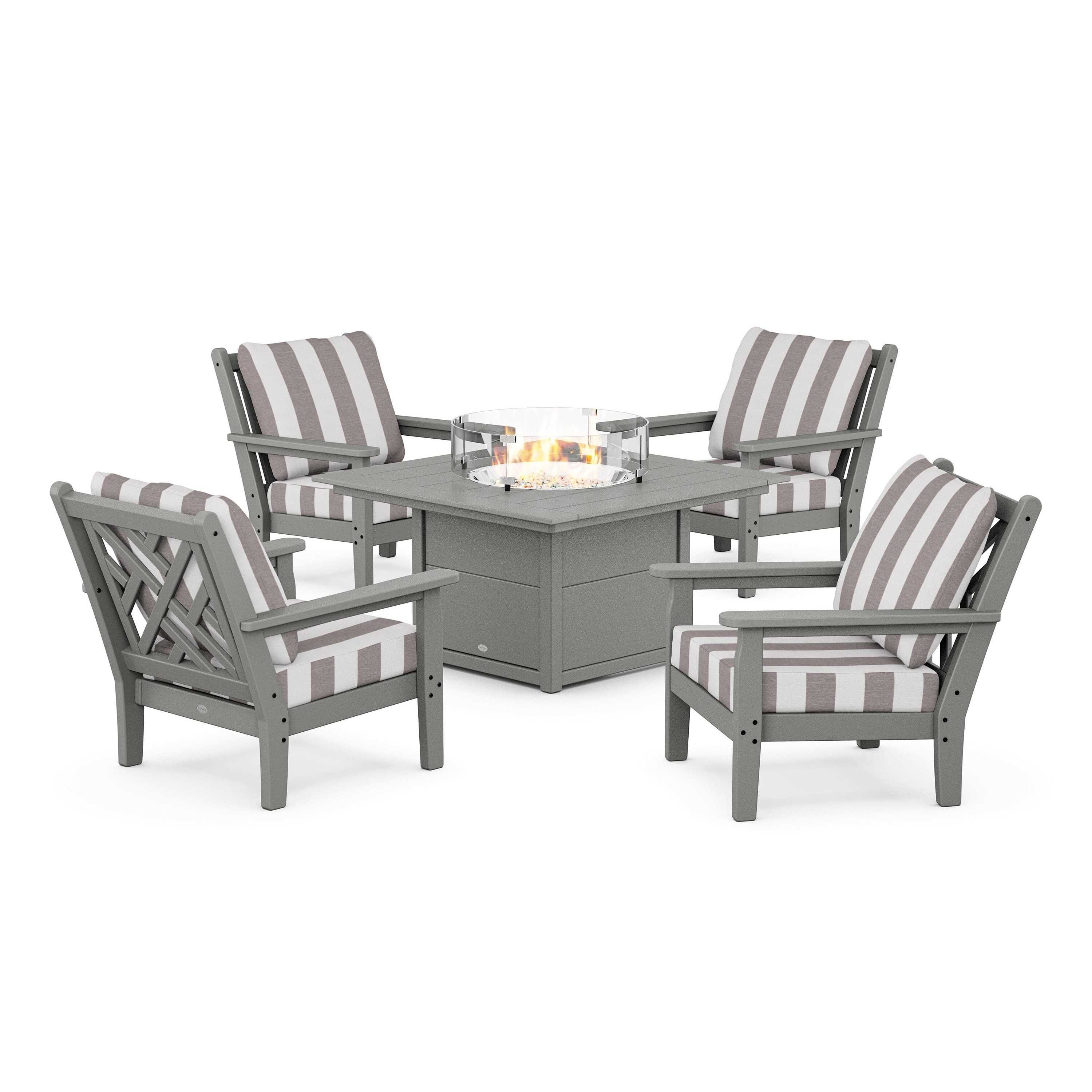 Chippendale 5-Piece Deep Seating Set with Fire Pit Table