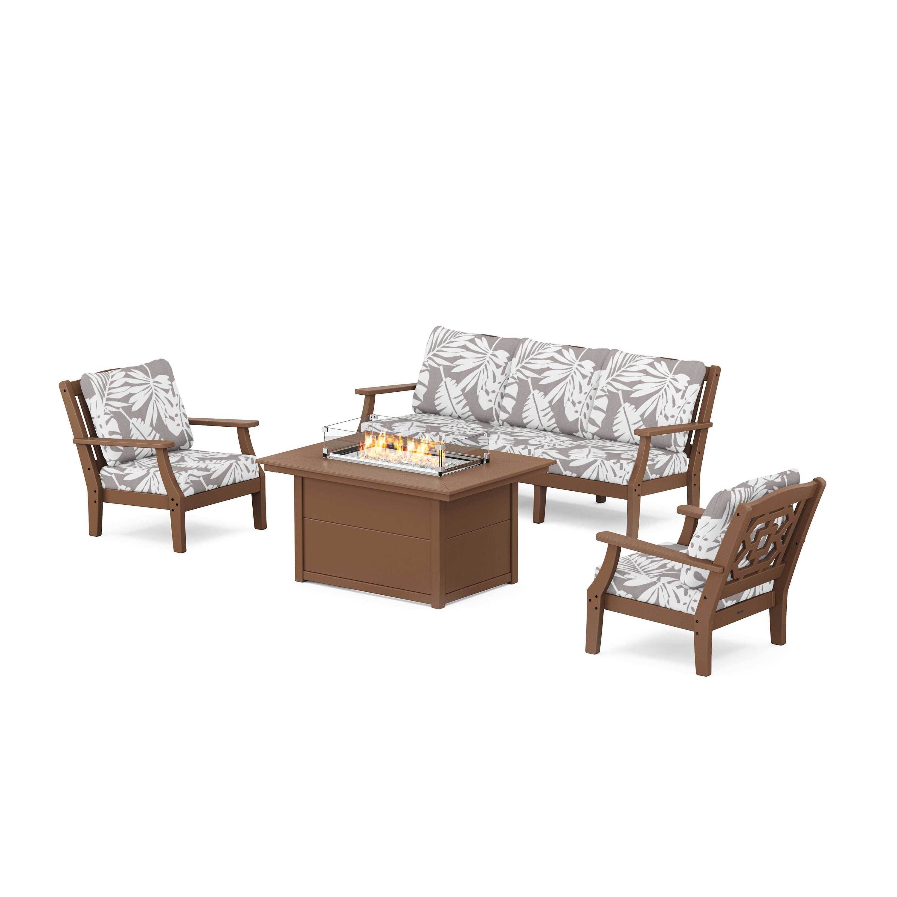 Chinoiserie Deep Seating Fire Pit Table Set