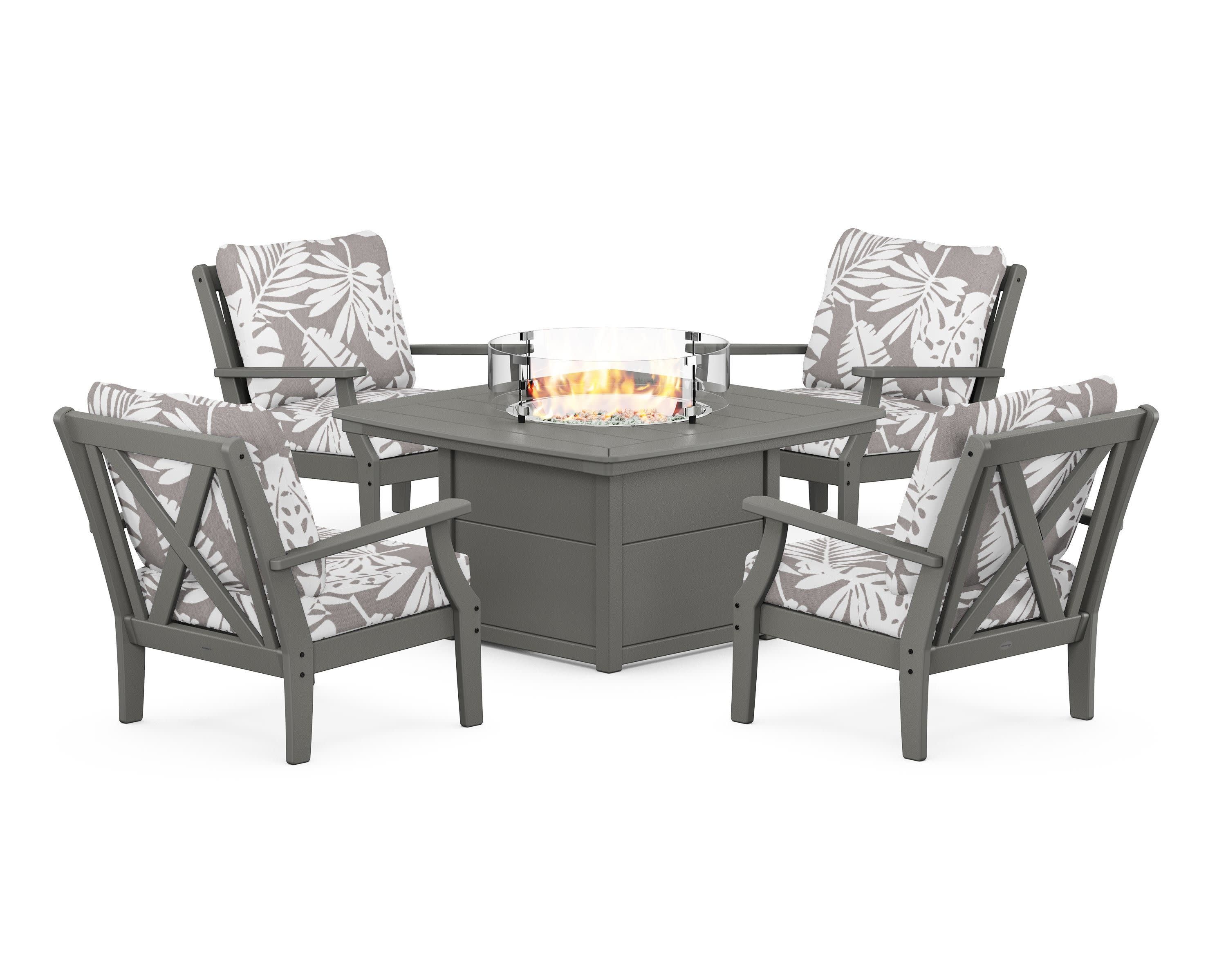 Braxton 5-Piece Deep Seating Conversation Set with Fire Pit Table