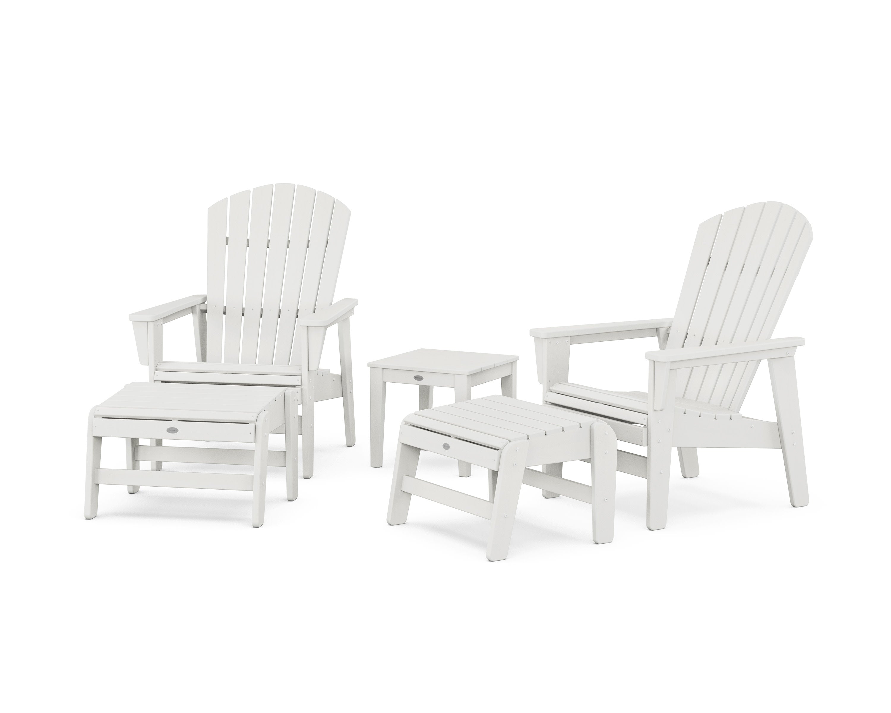 5-Piece Nautical Grand Upright Adirondack Set with Ottomans and Side Table