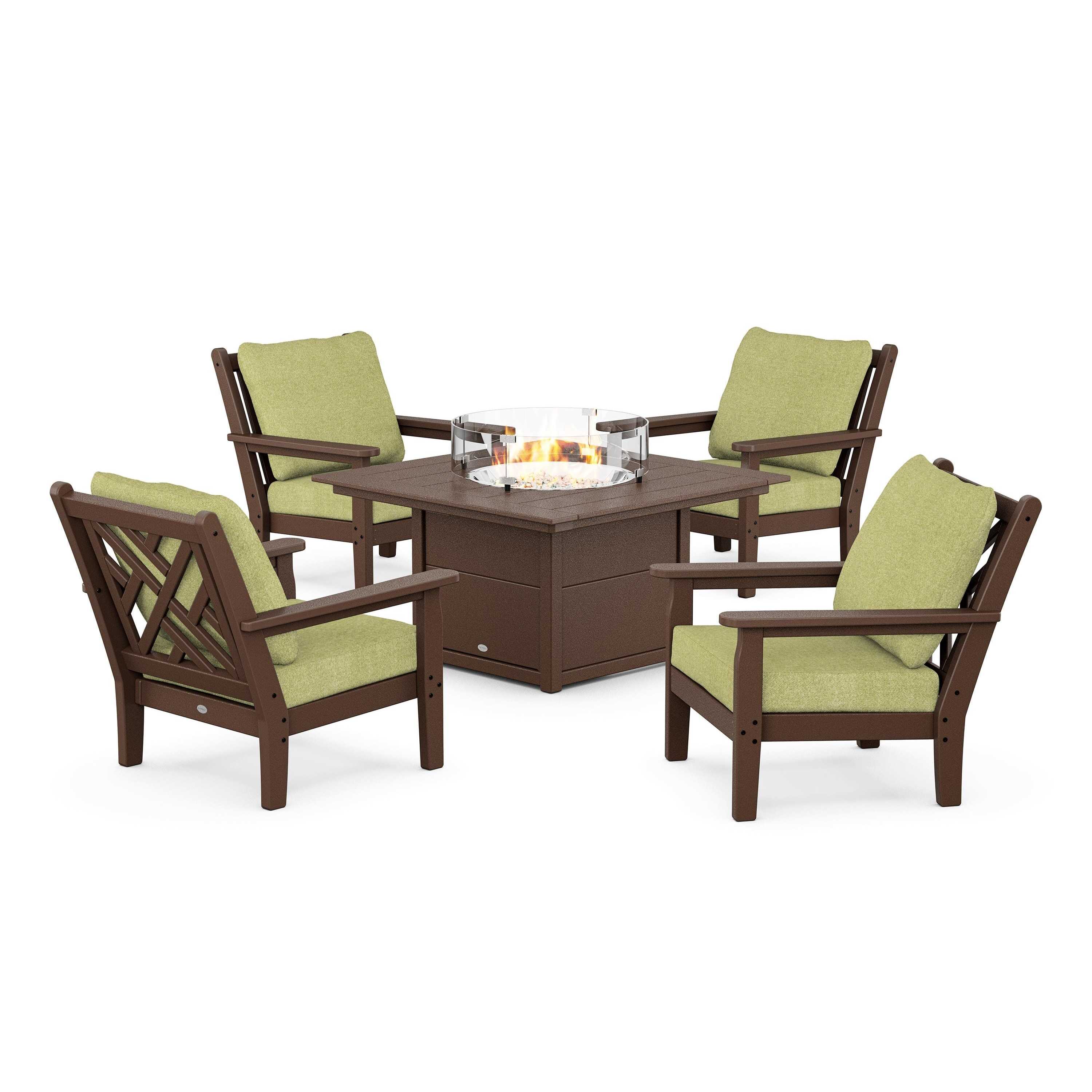 Chippendale 5-Piece Deep Seating Set with Fire Pit Table