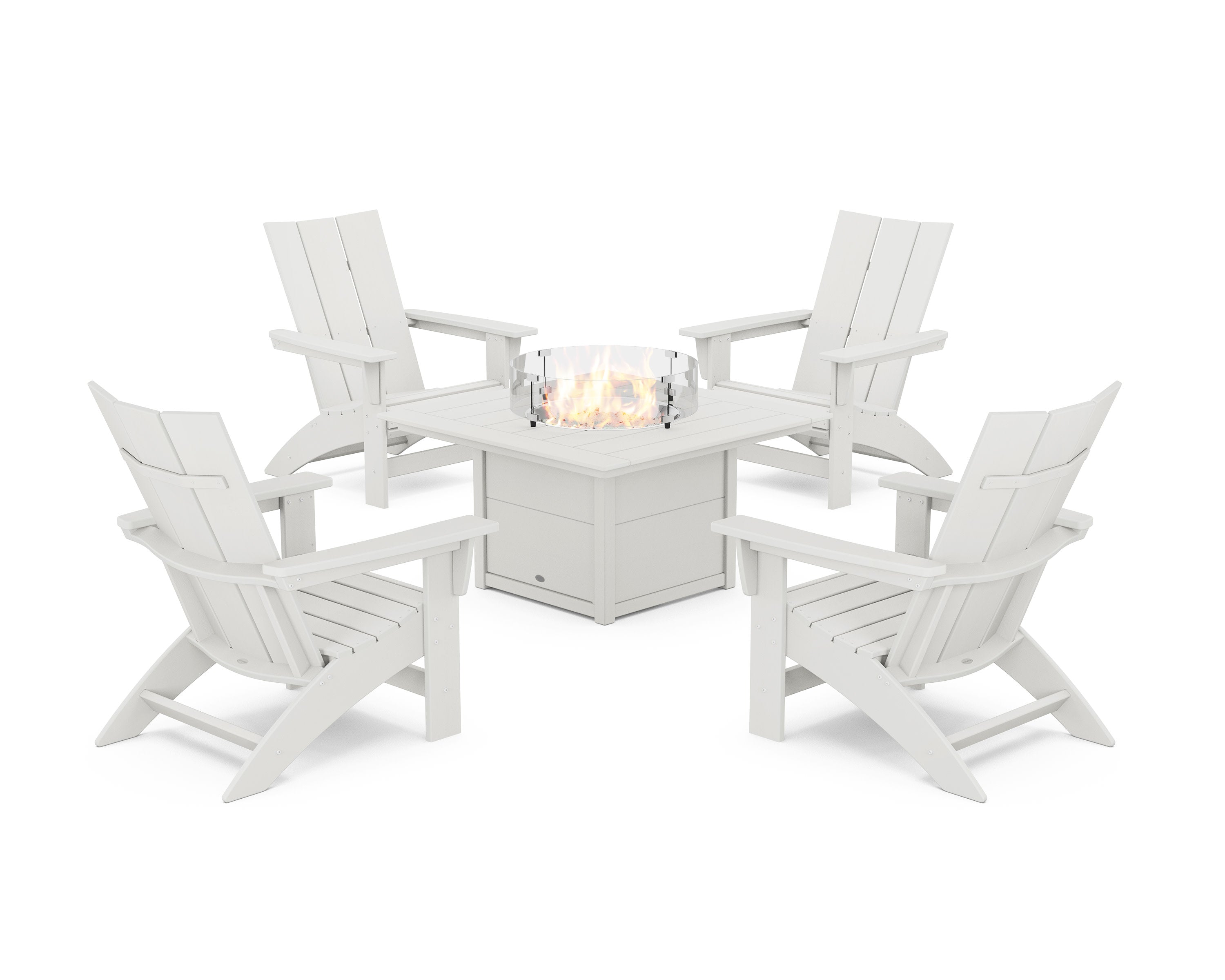 5-Piece Modern Grand Adirondack Conversation Set with Fire Pit Table