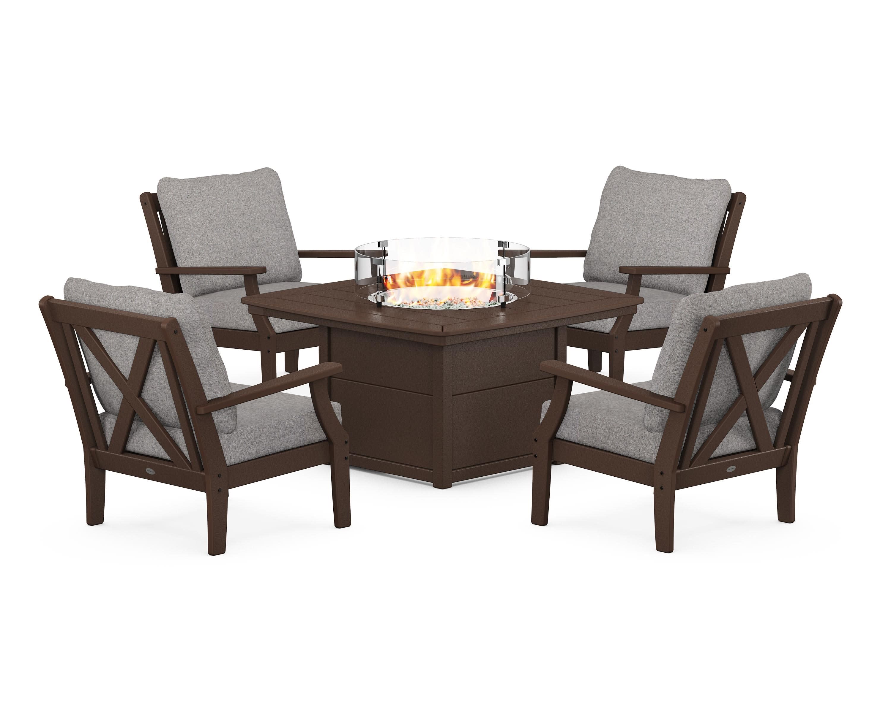 Braxton 5-Piece Deep Seating Conversation Set with Fire Pit Table