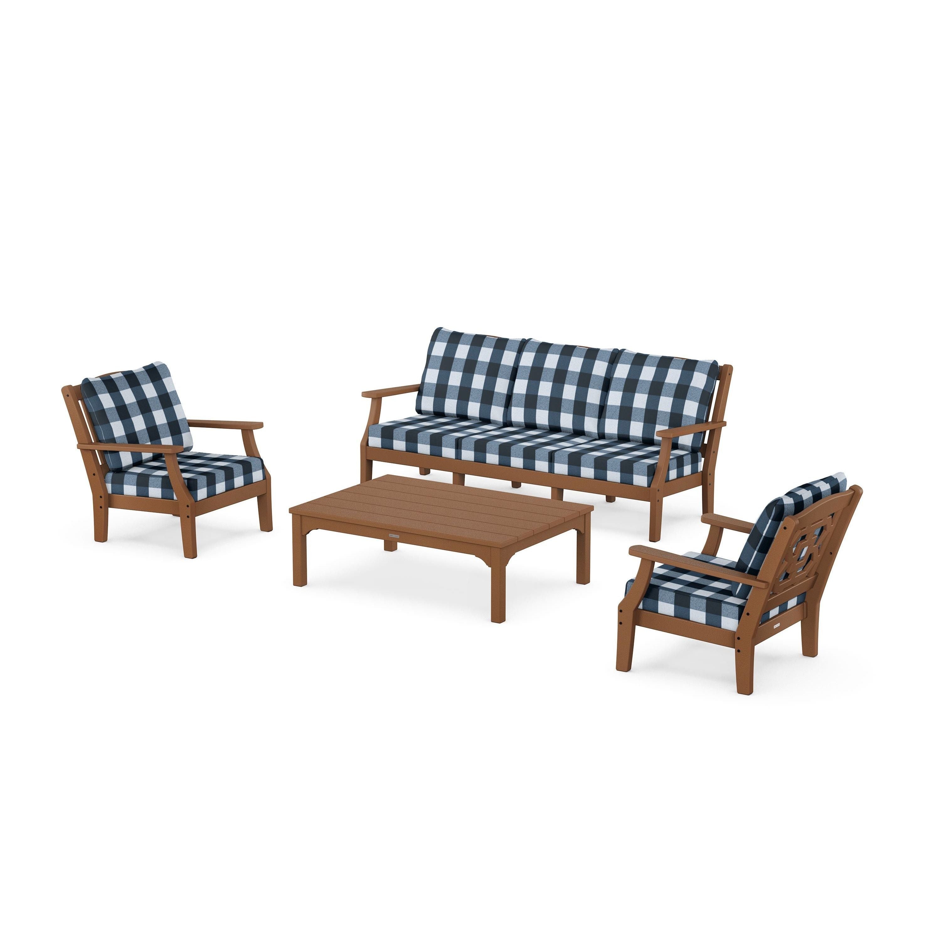Chinoiserie 4-Piece Deep Seating Set with Sofa