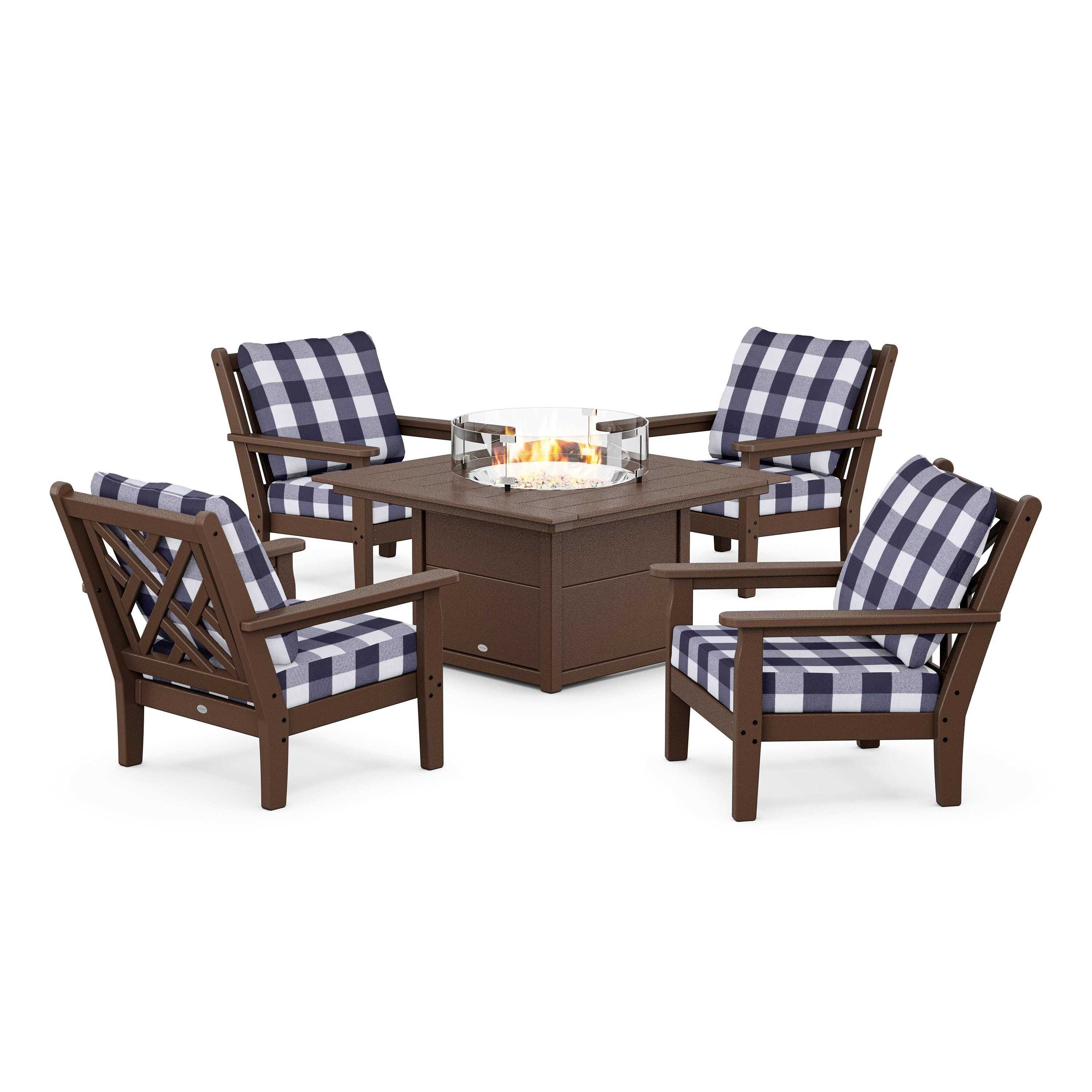 Chippendale 5-Piece Deep Seating Set with Fire Pit Table