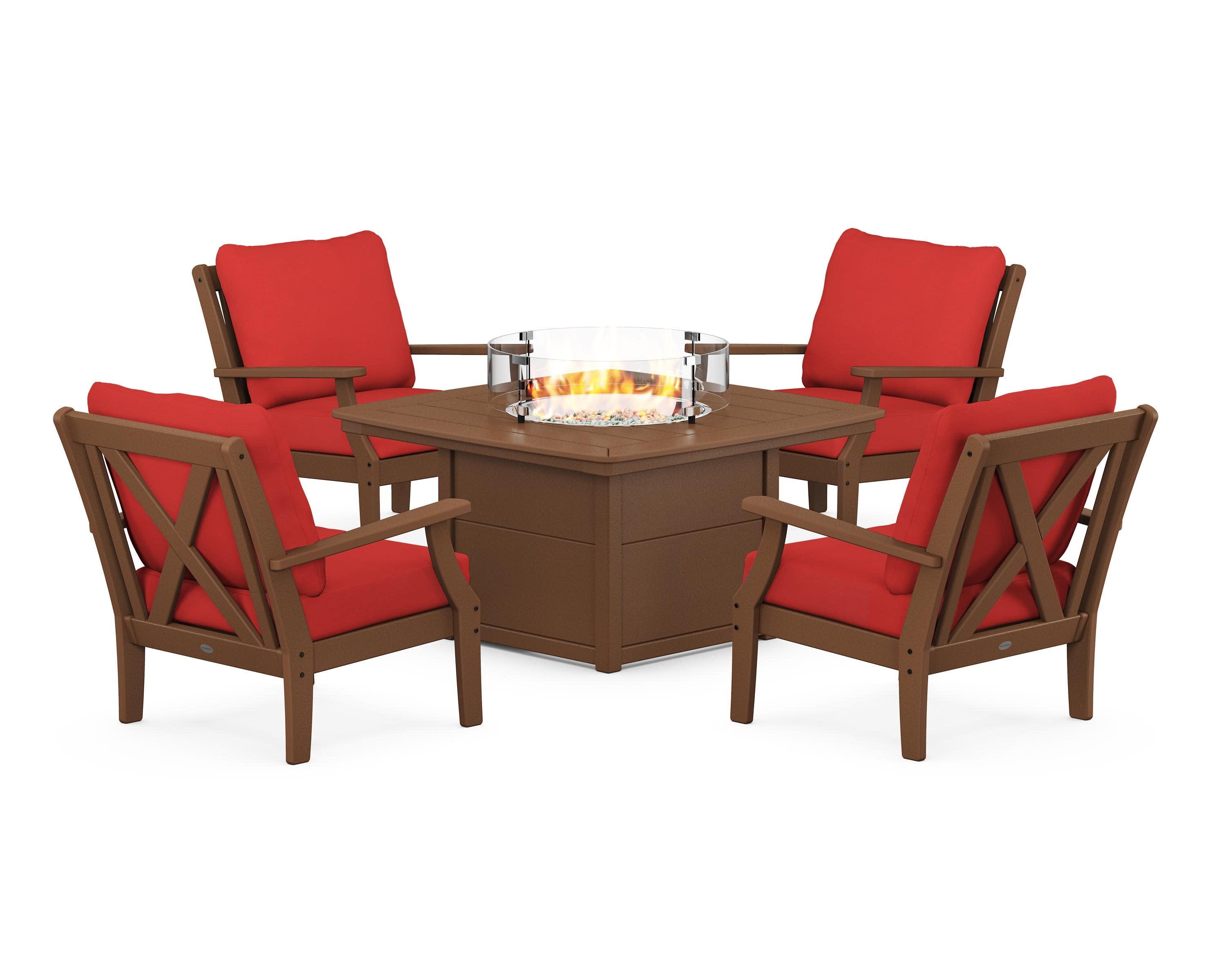 Braxton 5-Piece Deep Seating Conversation Set with Fire Pit Table