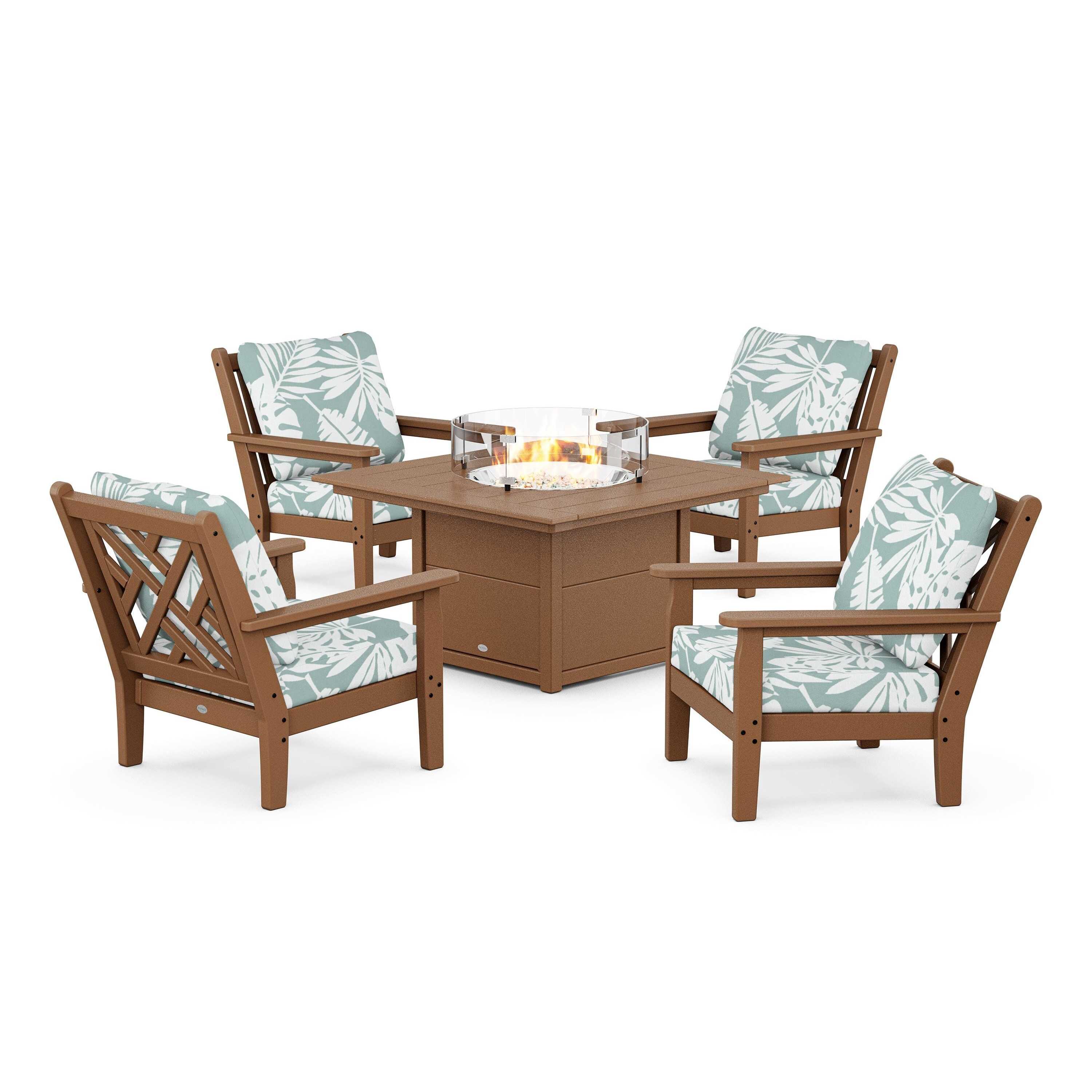 Chippendale 5-Piece Deep Seating Set with Fire Pit Table