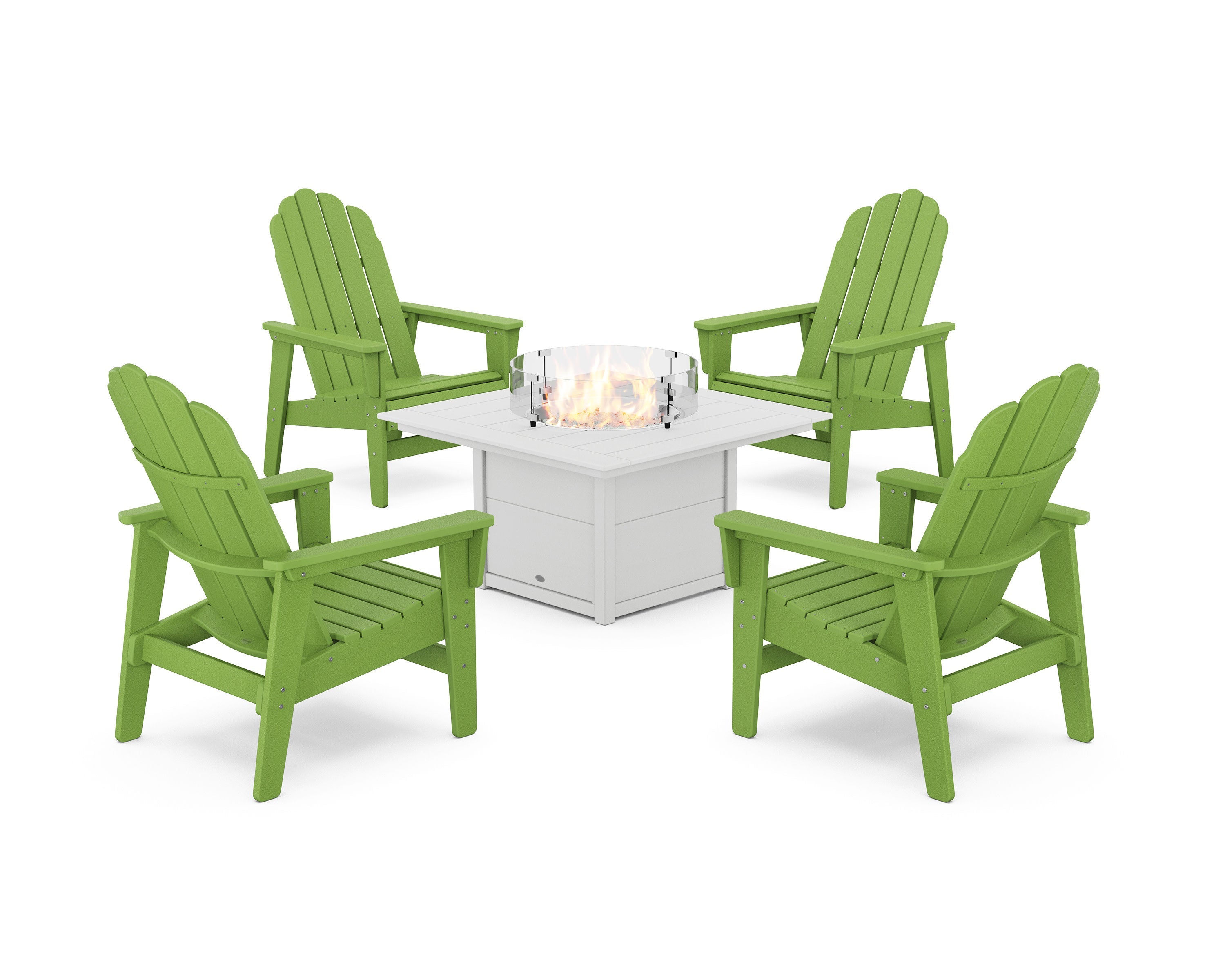 5-Piece Vineyard Grand Upright Adirondack Conversation Set with Fire Pit Table