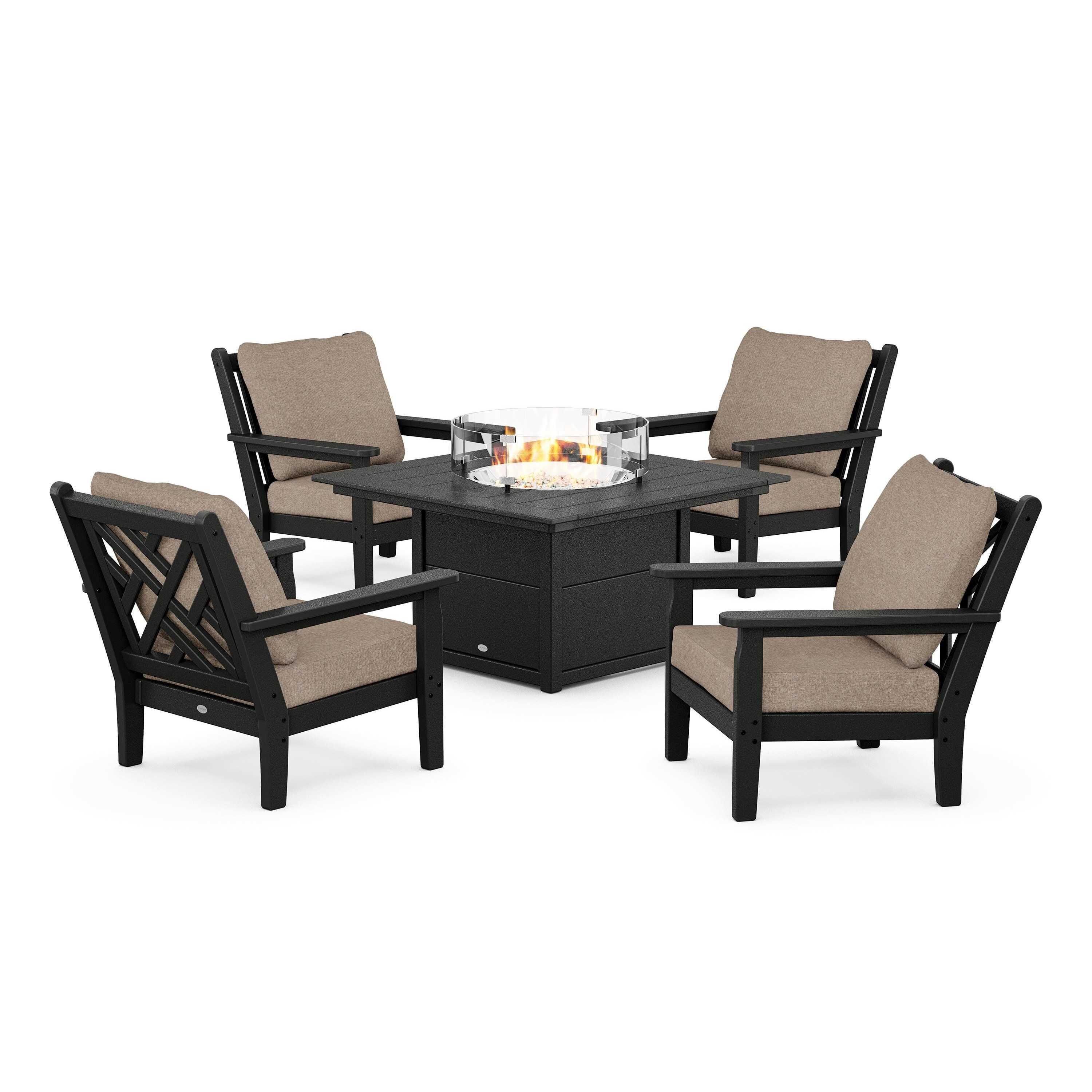Chippendale 5-Piece Deep Seating Set with Fire Pit Table