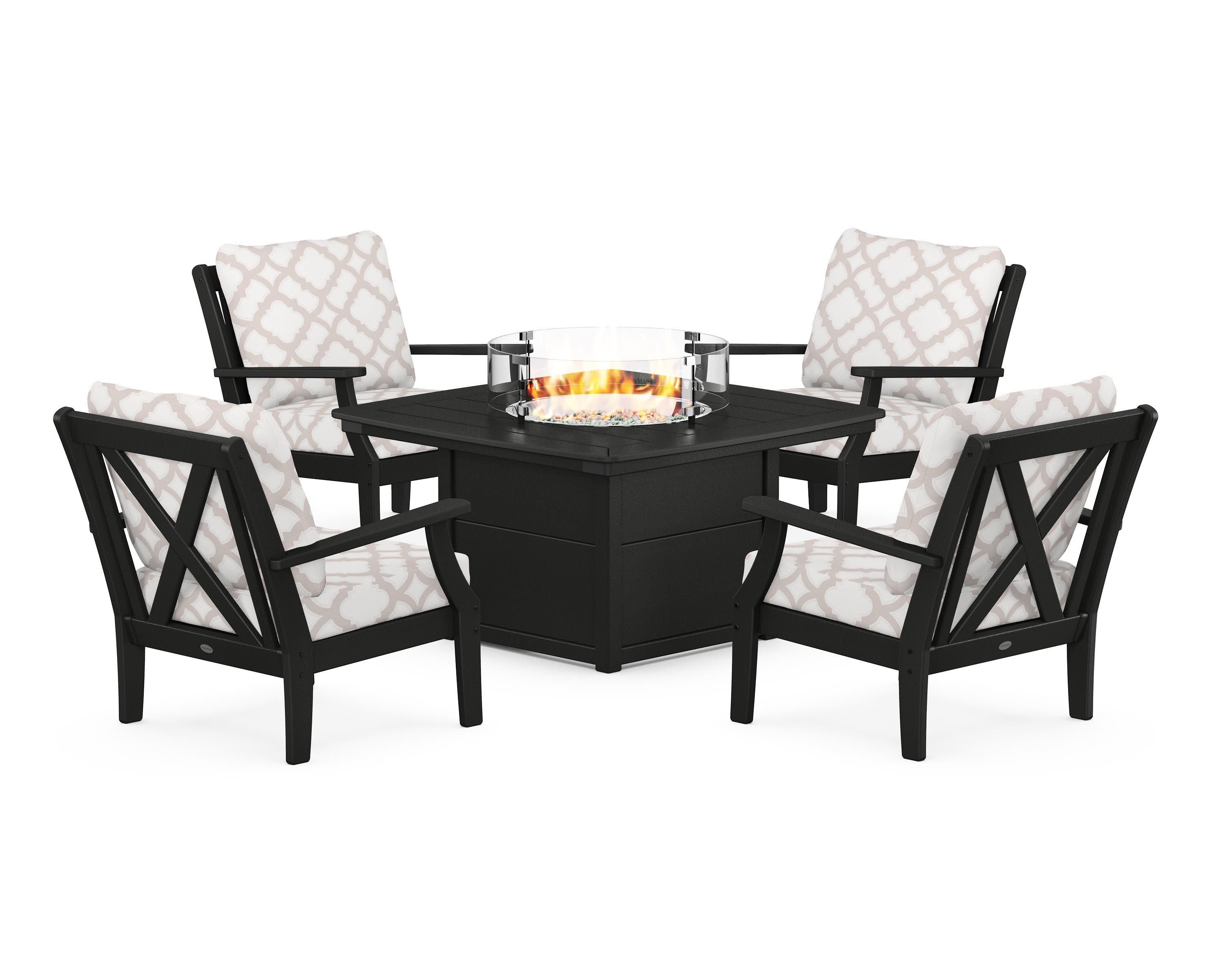 Braxton 5-Piece Deep Seating Conversation Set with Fire Pit Table