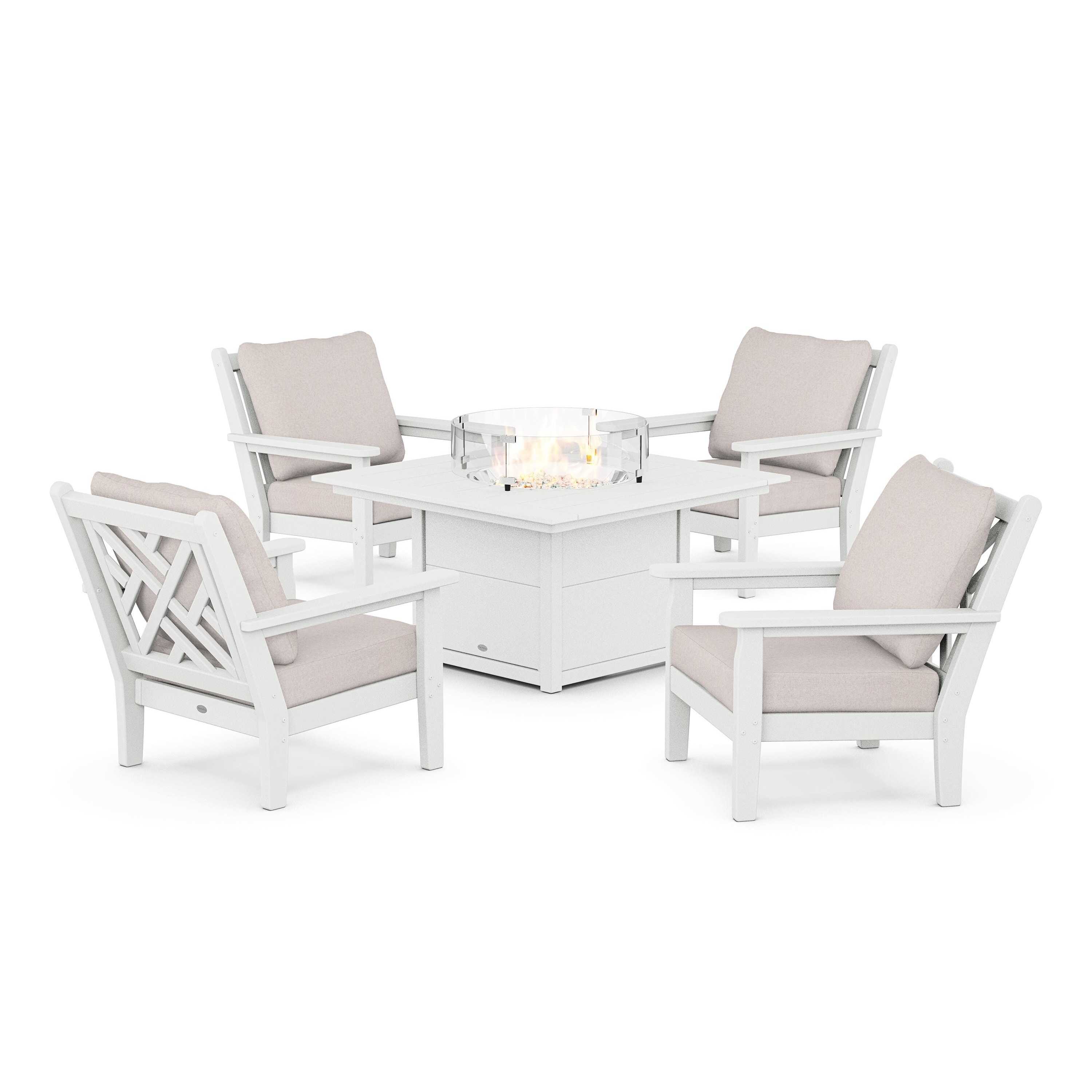 Chippendale 5-Piece Deep Seating Set with Fire Pit Table