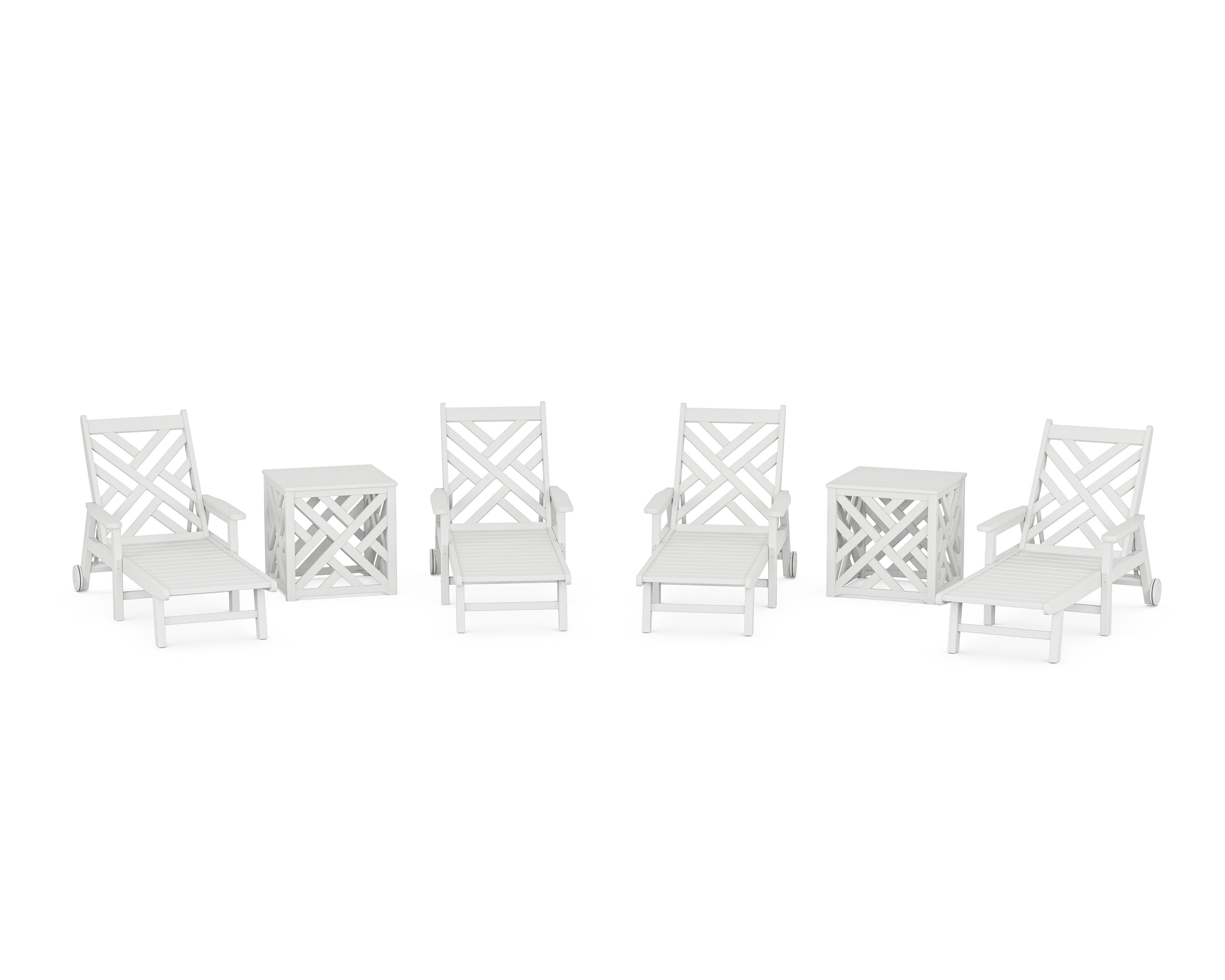 Chippendale 6-Piece Chaise Set with Umbrella Stand Accent Table