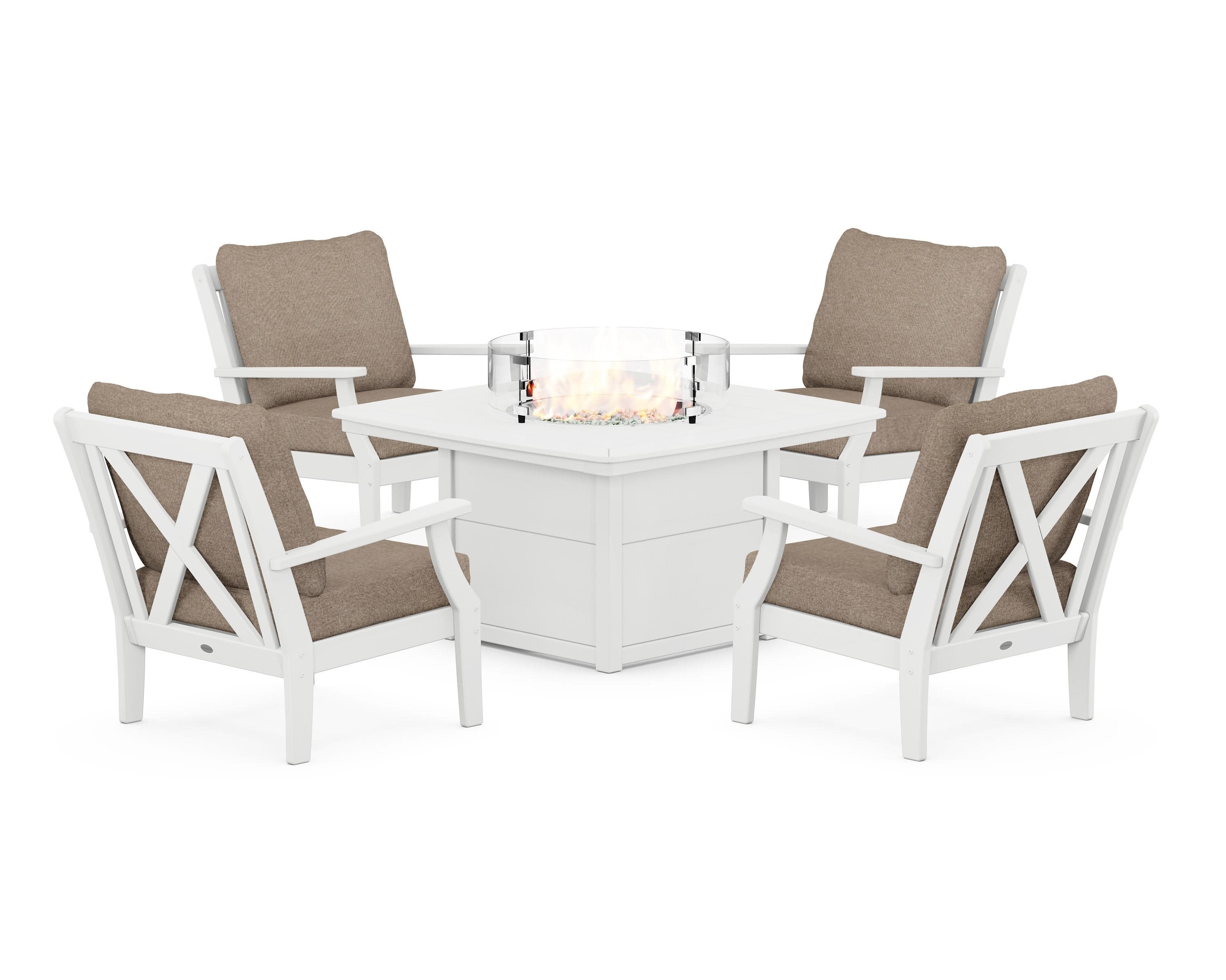 Braxton 5-Piece Deep Seating Conversation Set with Fire Pit Table
