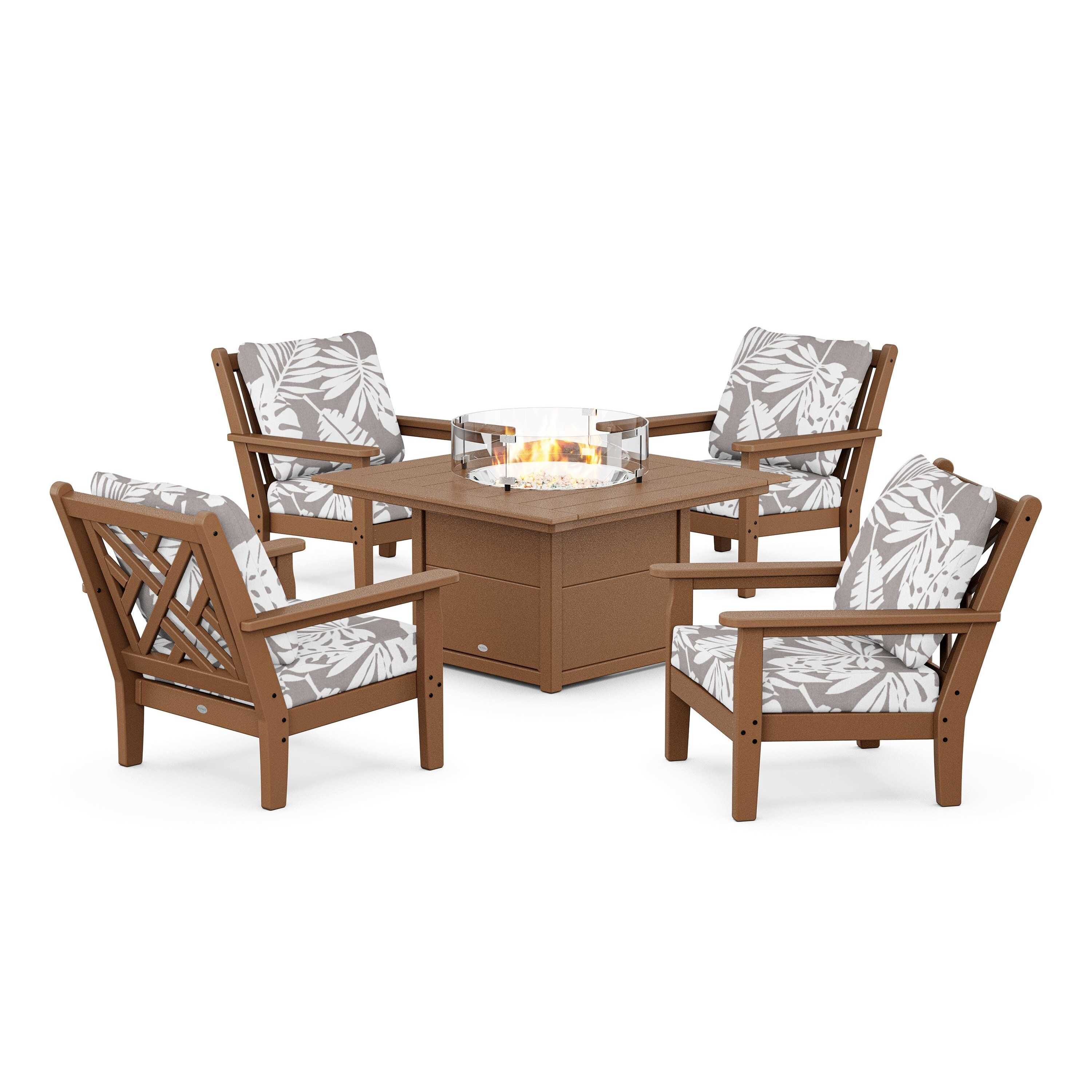 Chippendale 5-Piece Deep Seating Set with Fire Pit Table