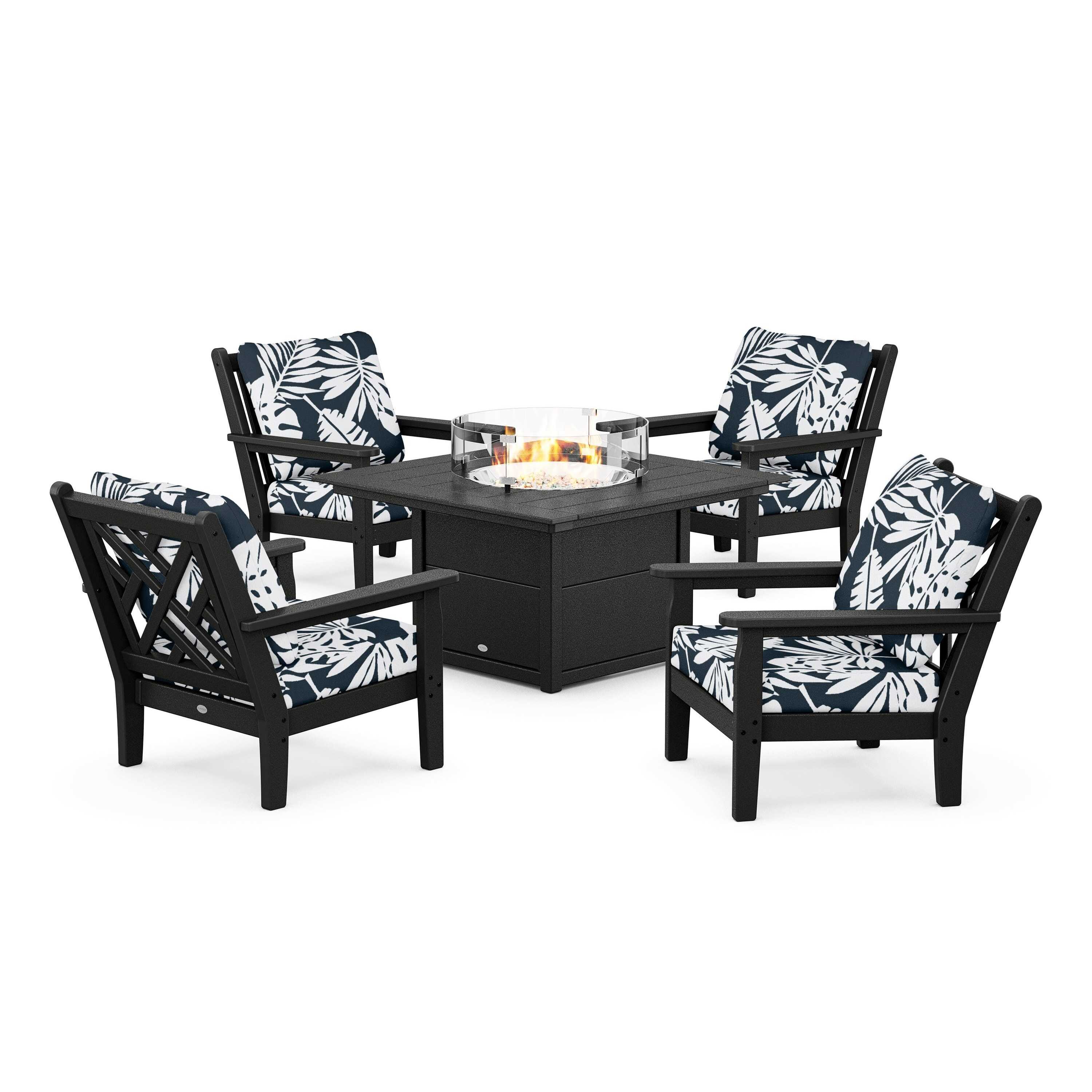 Chippendale 5-Piece Deep Seating Set with Fire Pit Table