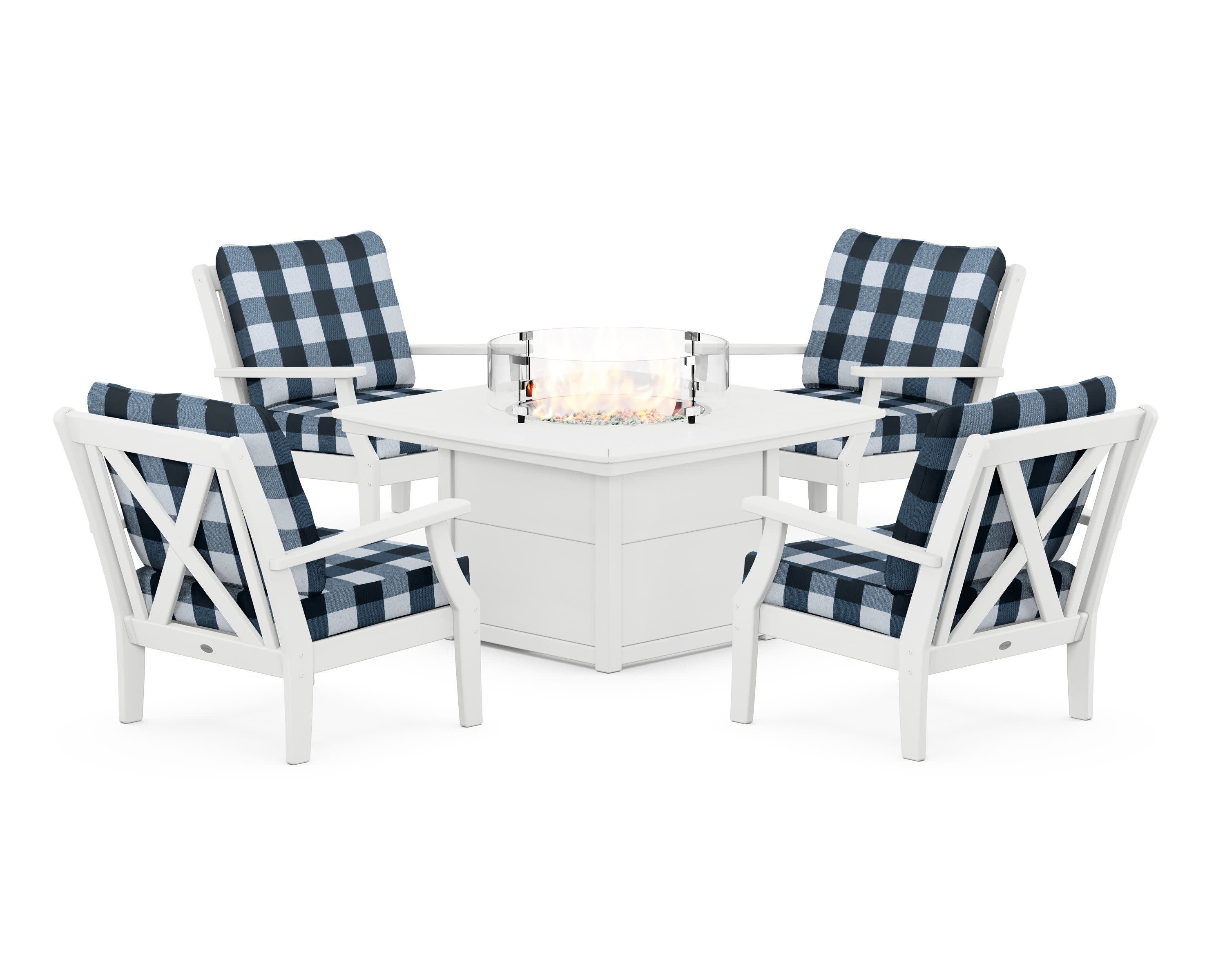 Braxton 5-Piece Deep Seating Conversation Set with Fire Pit Table