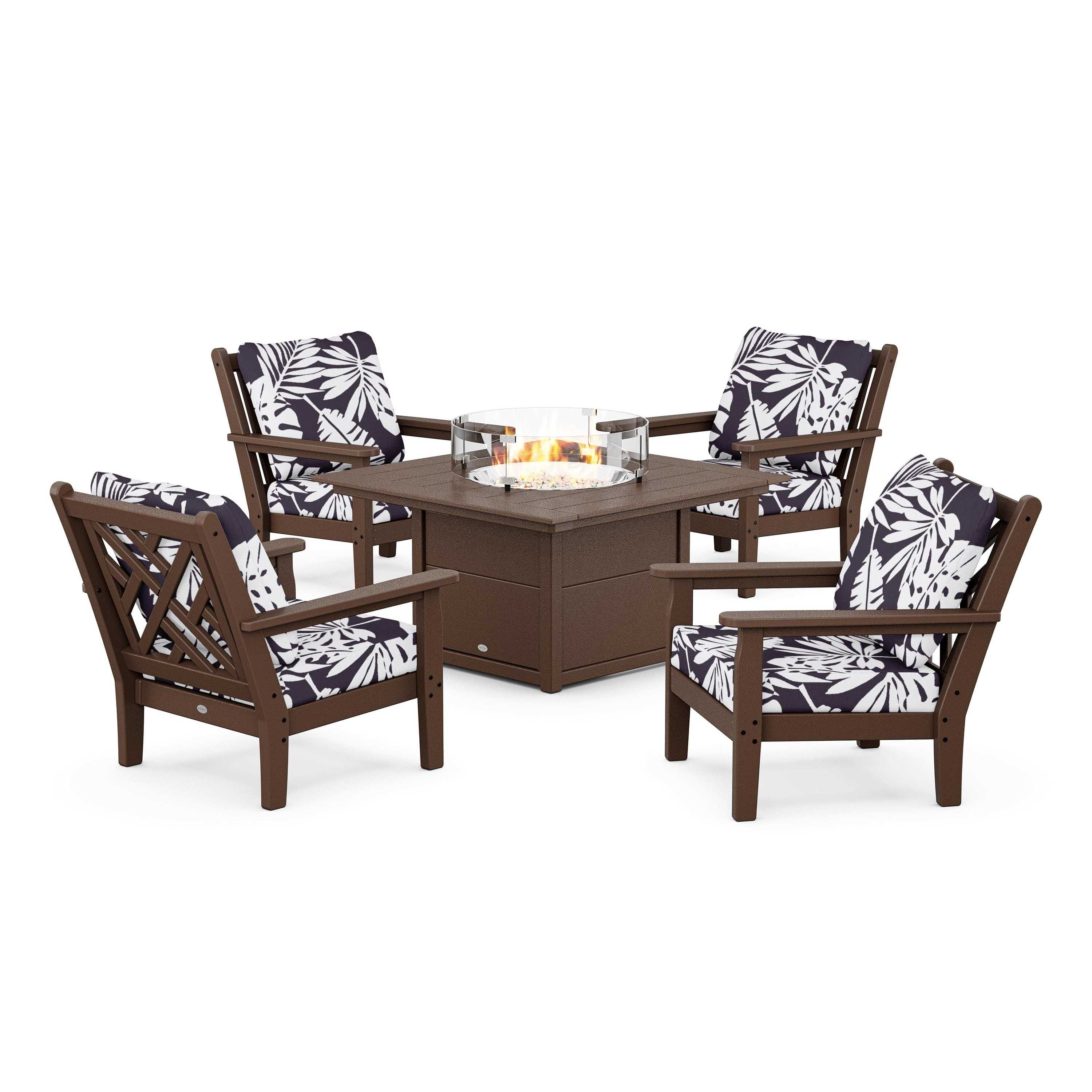 Chippendale 5-Piece Deep Seating Set with Fire Pit Table