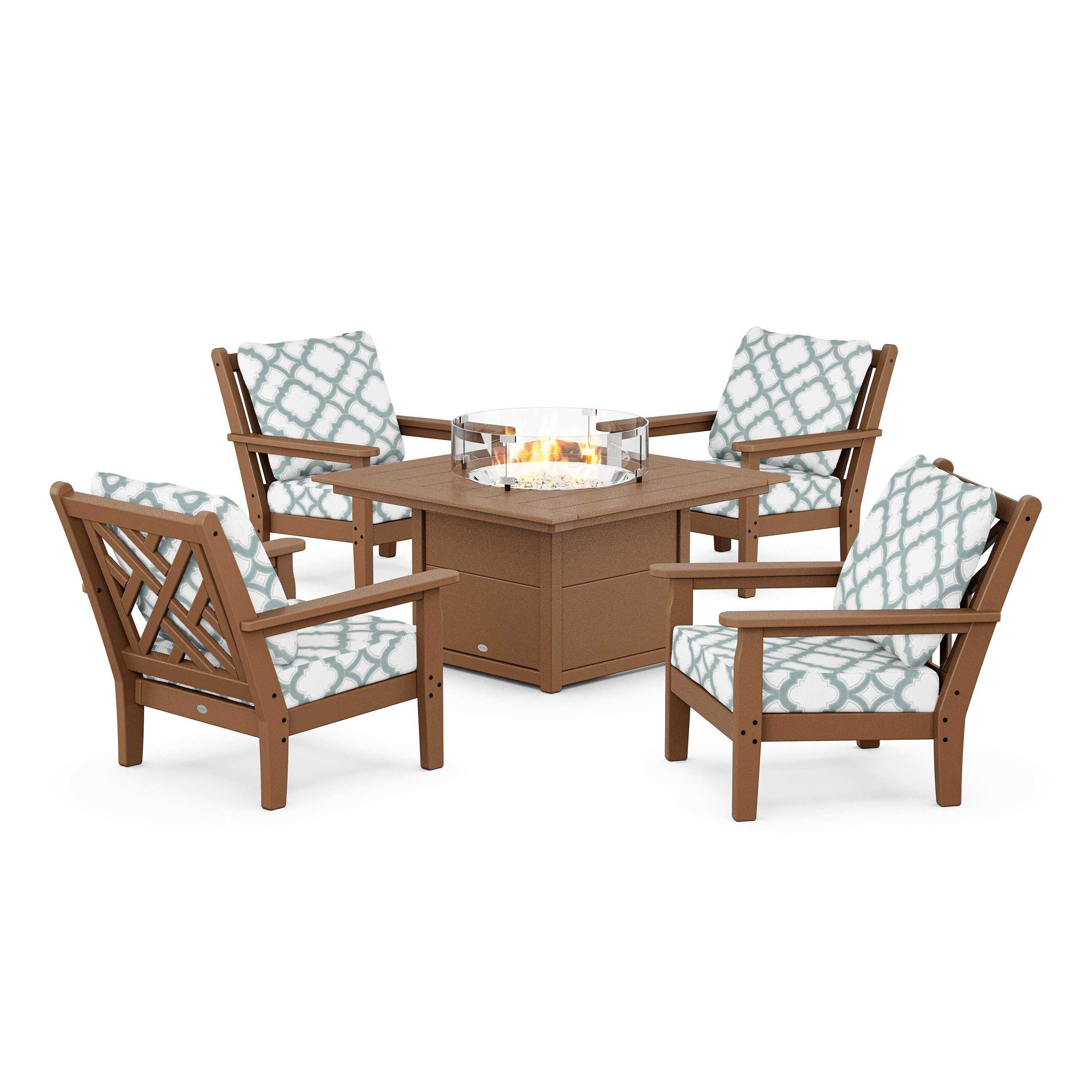 Chippendale 5-Piece Deep Seating Set with Fire Pit Table