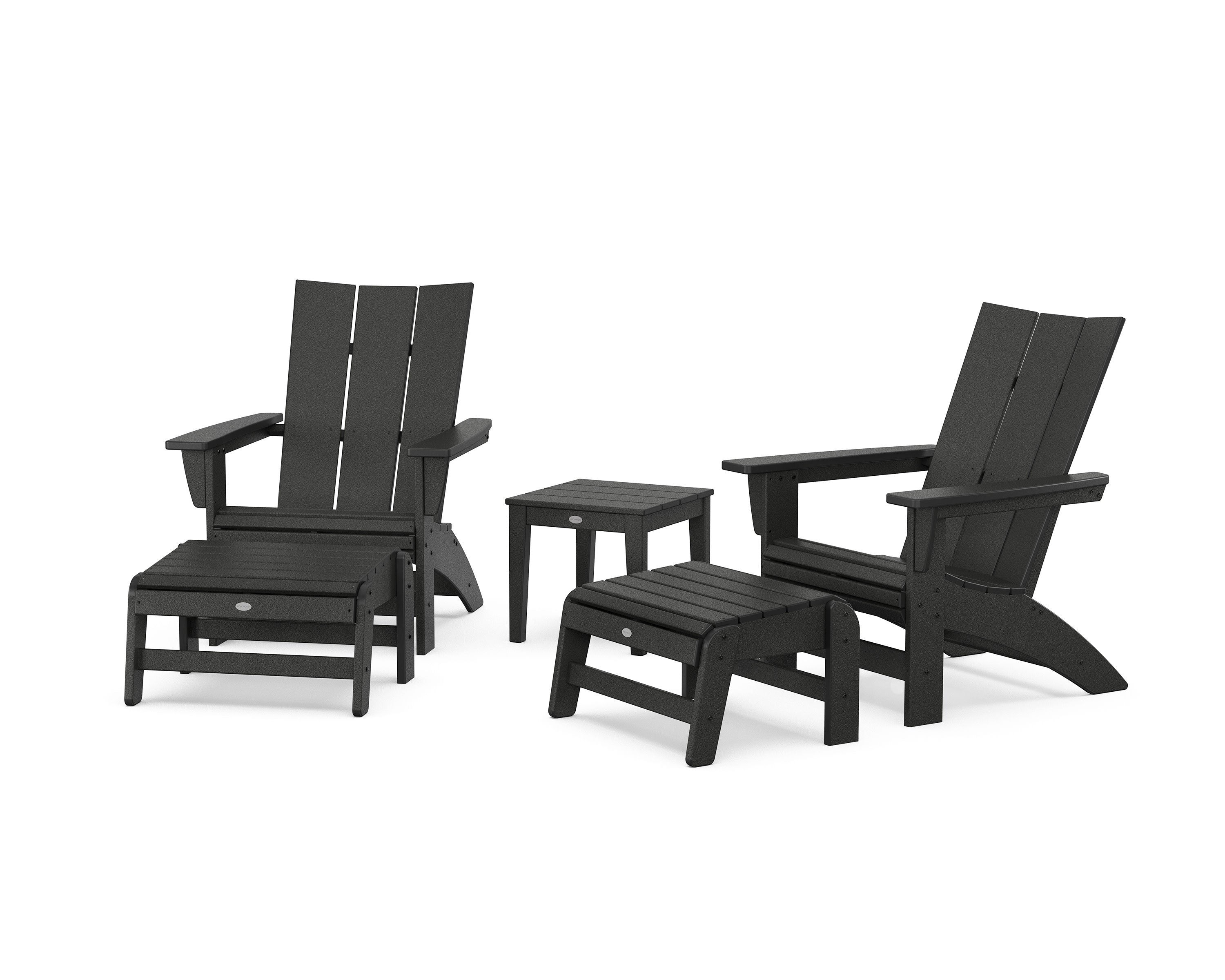 5-Piece Modern Grand Adirondack Set with Ottomans and Side Table