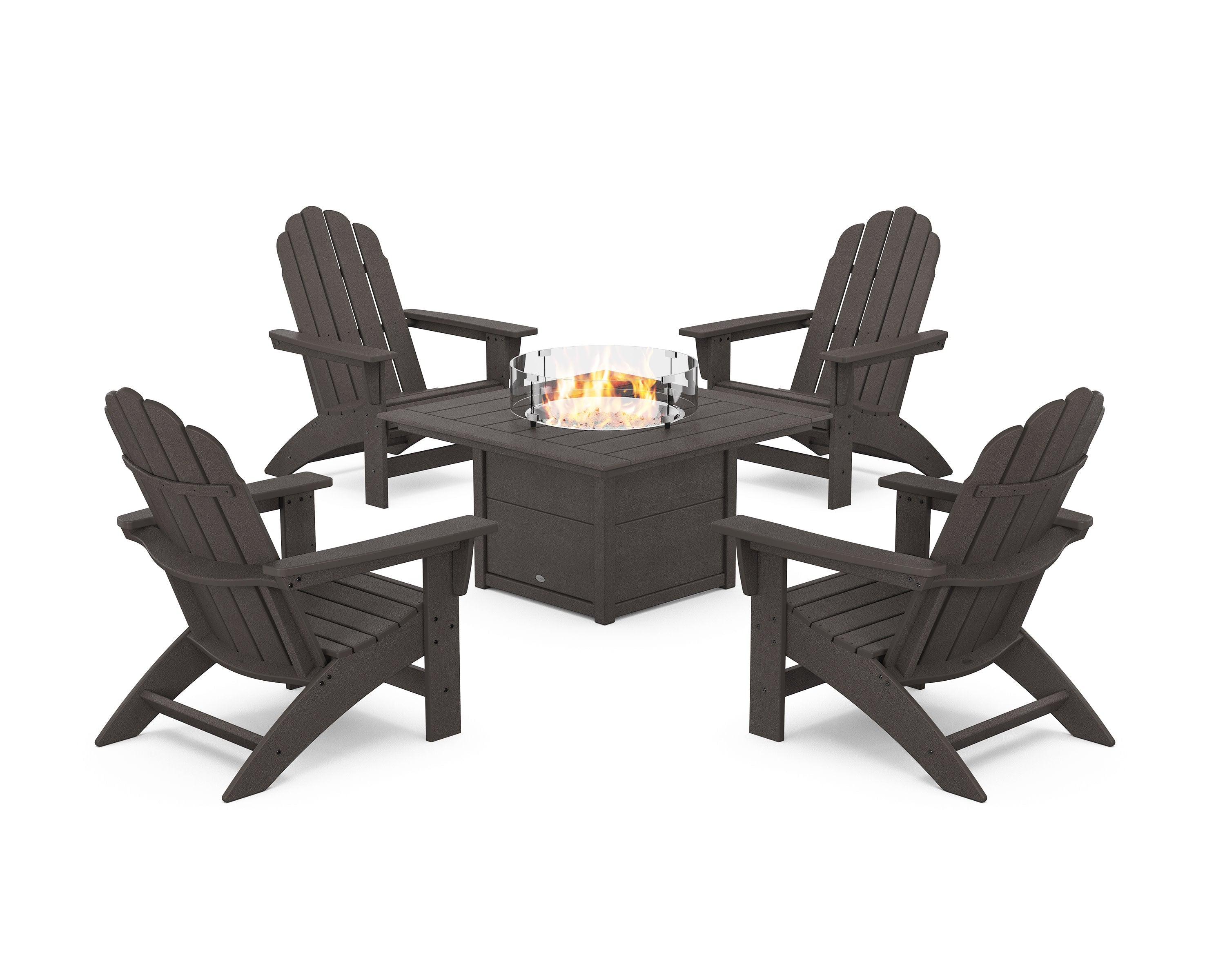 5-Piece Vineyard Grand Adirondack Conversation Set with Fire Pit Table