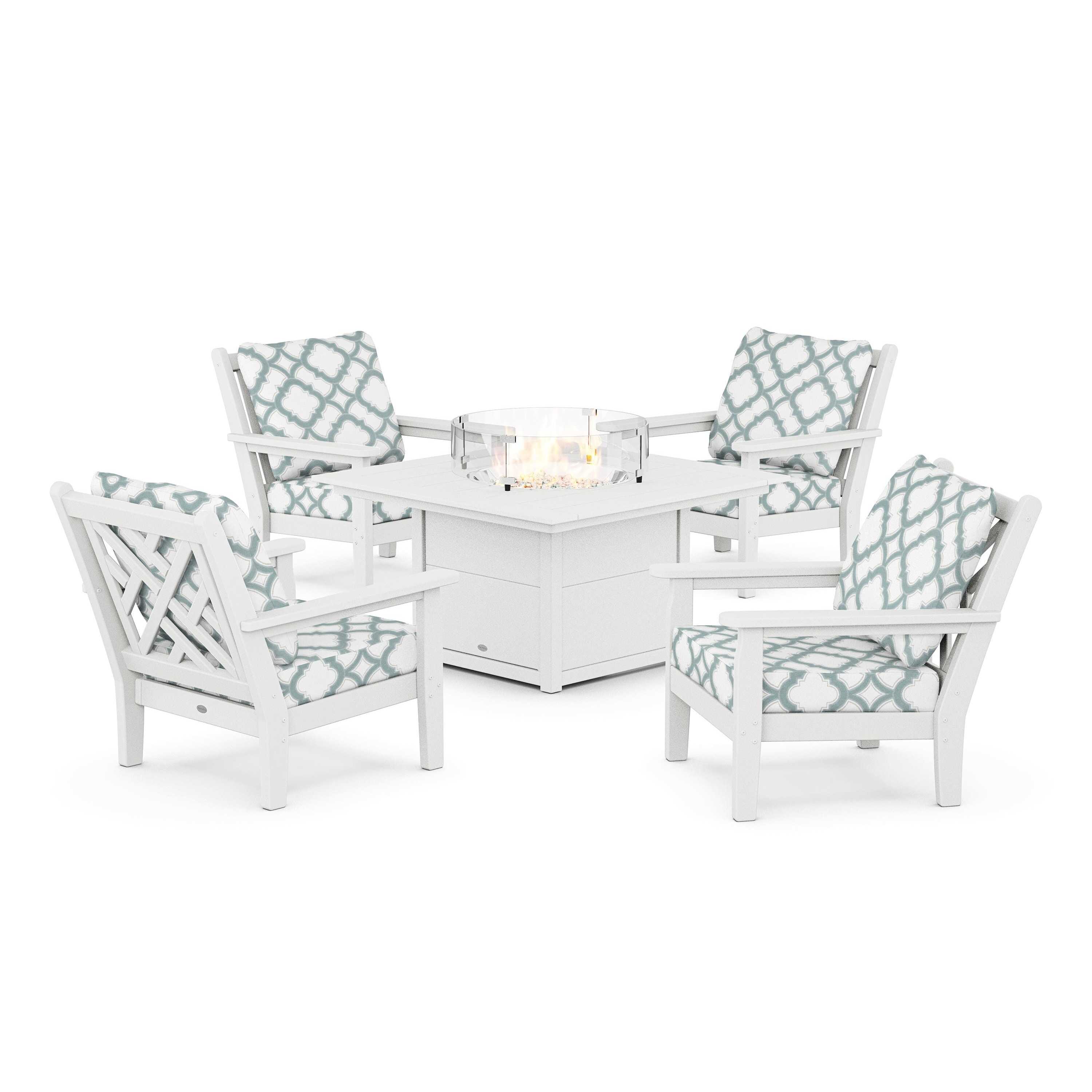 Chippendale 5-Piece Deep Seating Set with Fire Pit Table