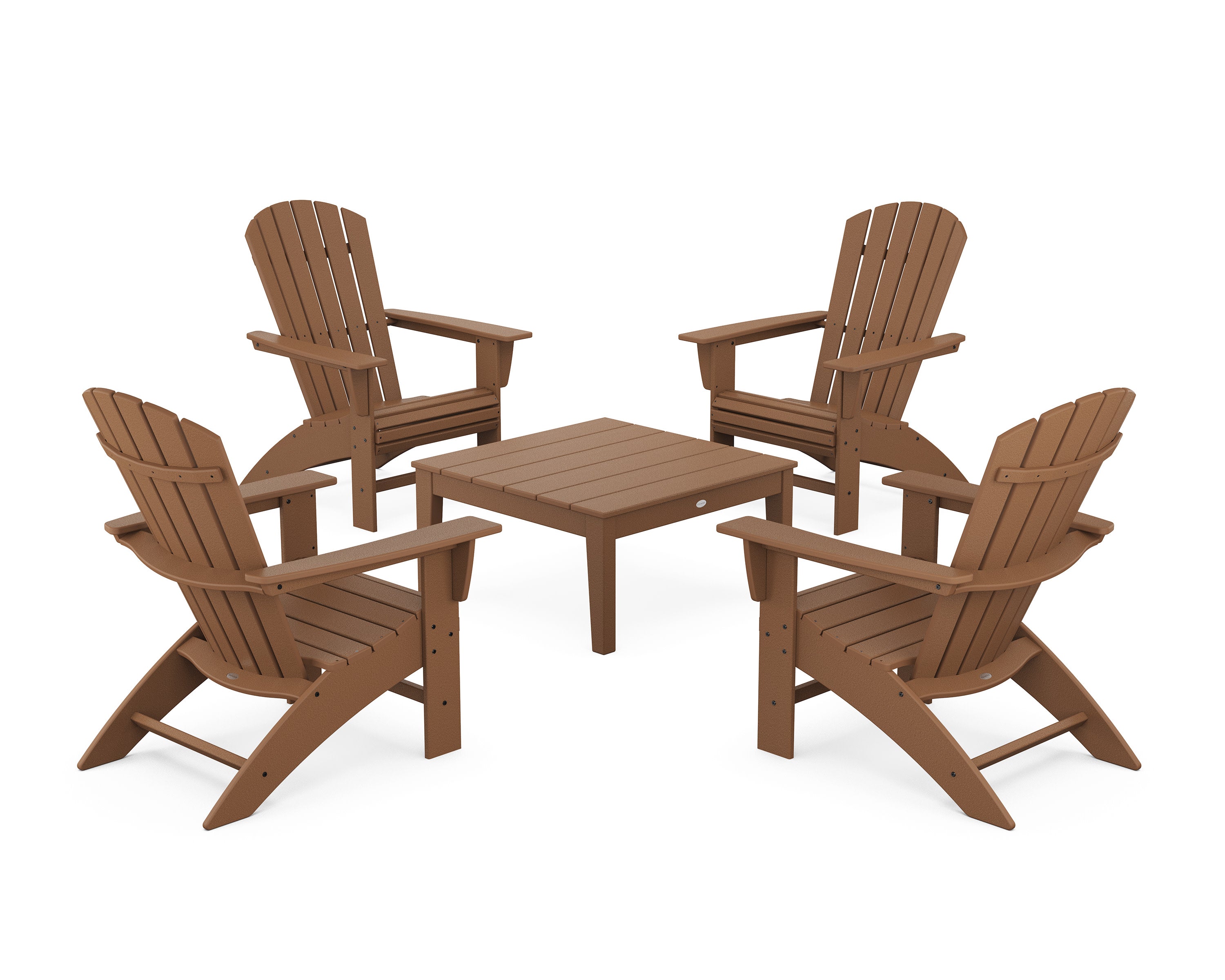 5-Piece Nautical Curveback Adirondack Chair Conversation Set with 36" Conversation Table