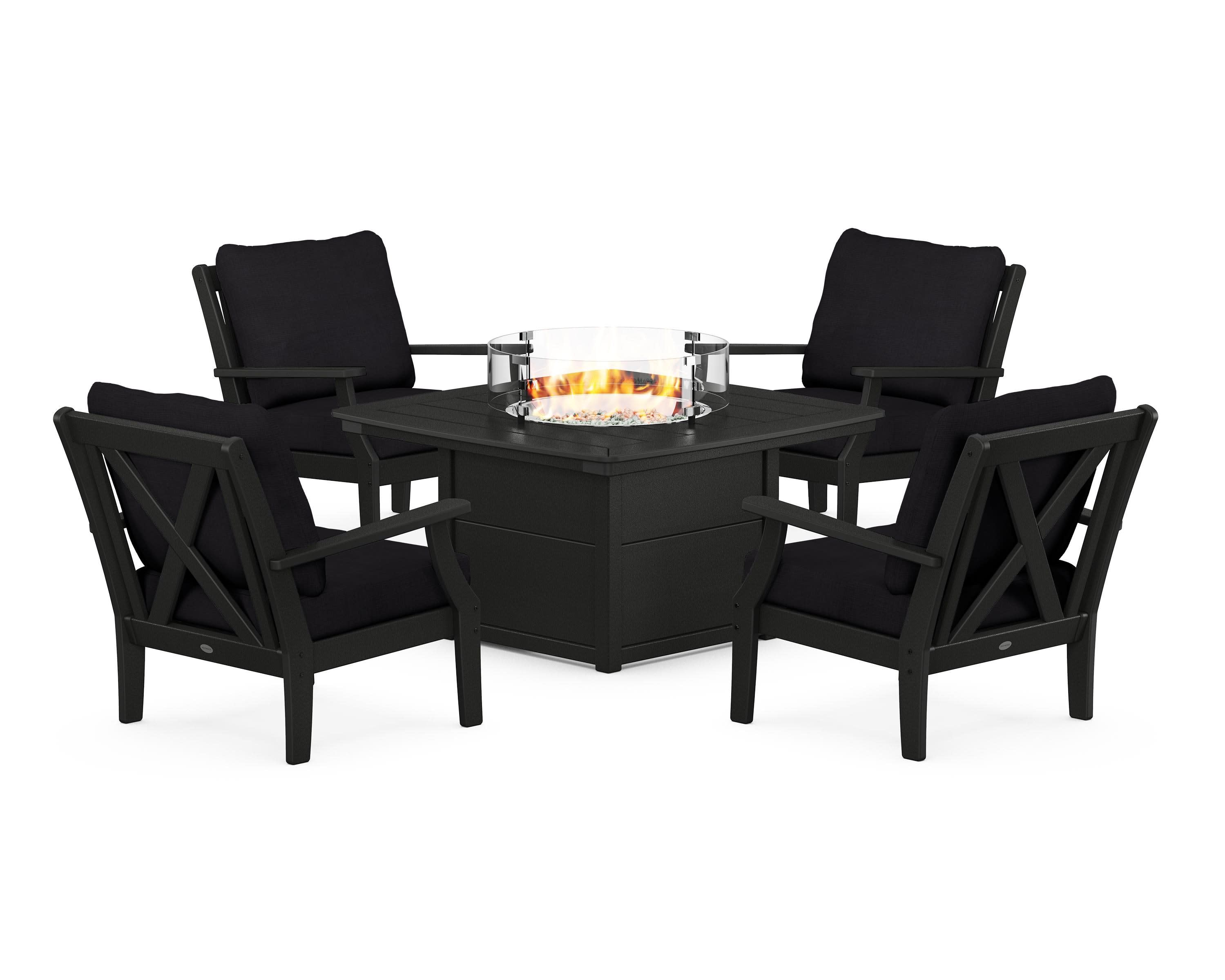 Braxton 5-Piece Deep Seating Conversation Set with Fire Pit Table