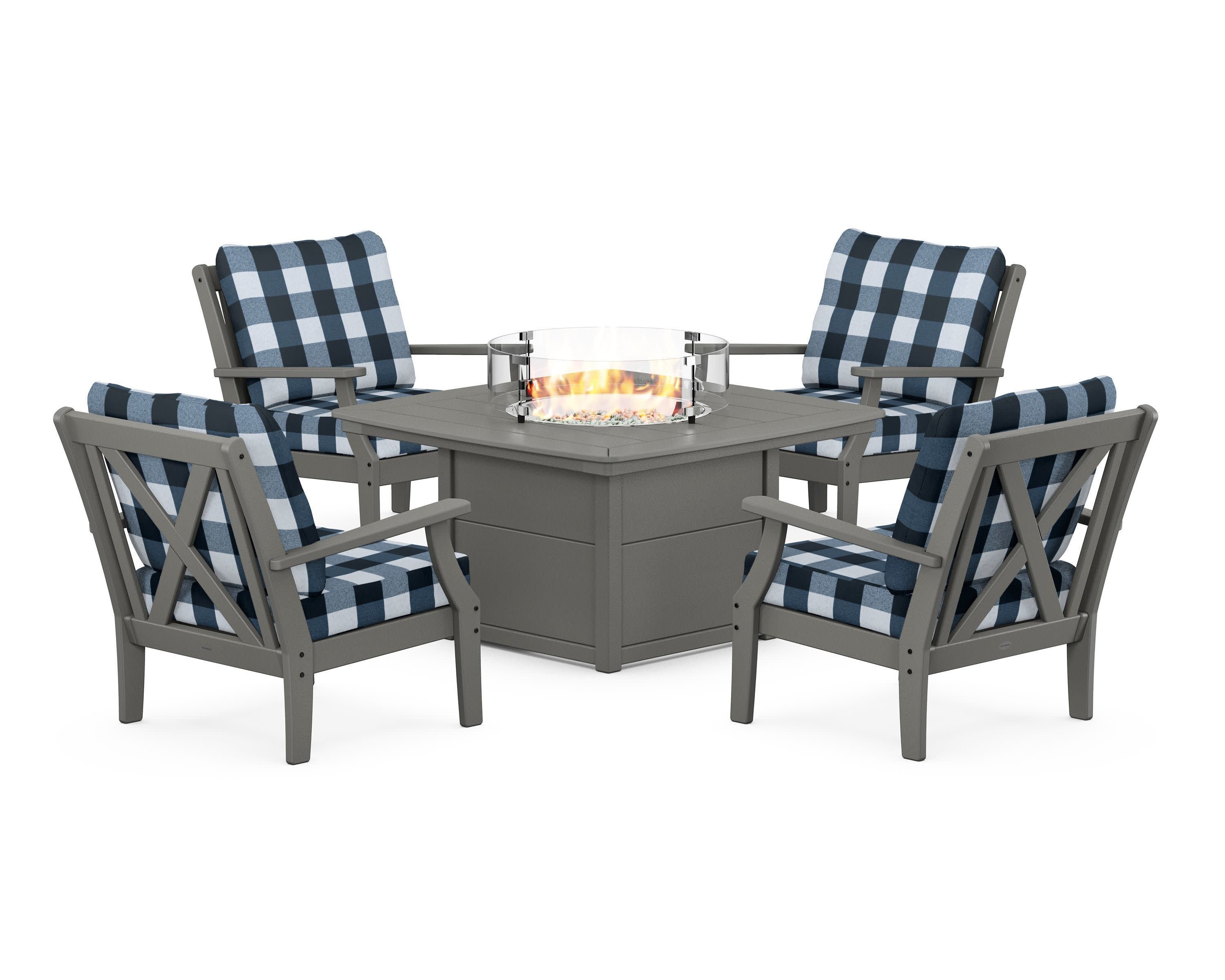 Braxton 5-Piece Deep Seating Conversation Set with Fire Pit Table