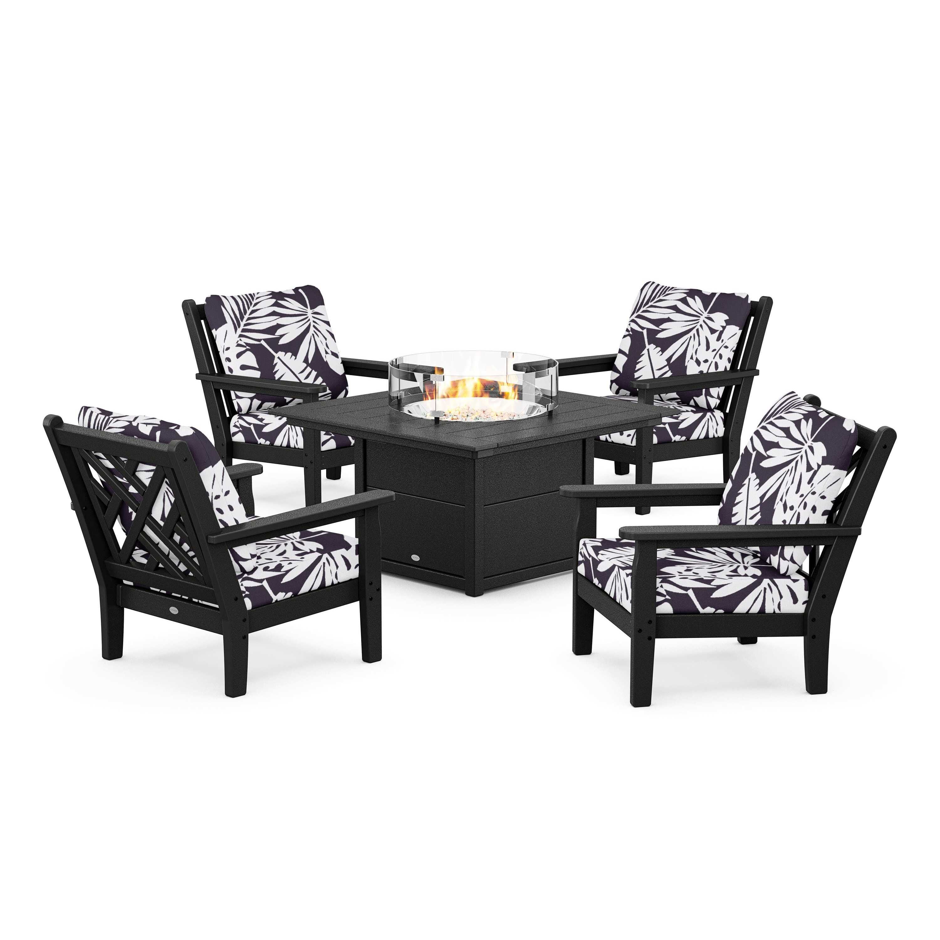 Chippendale 5-Piece Deep Seating Set with Fire Pit Table