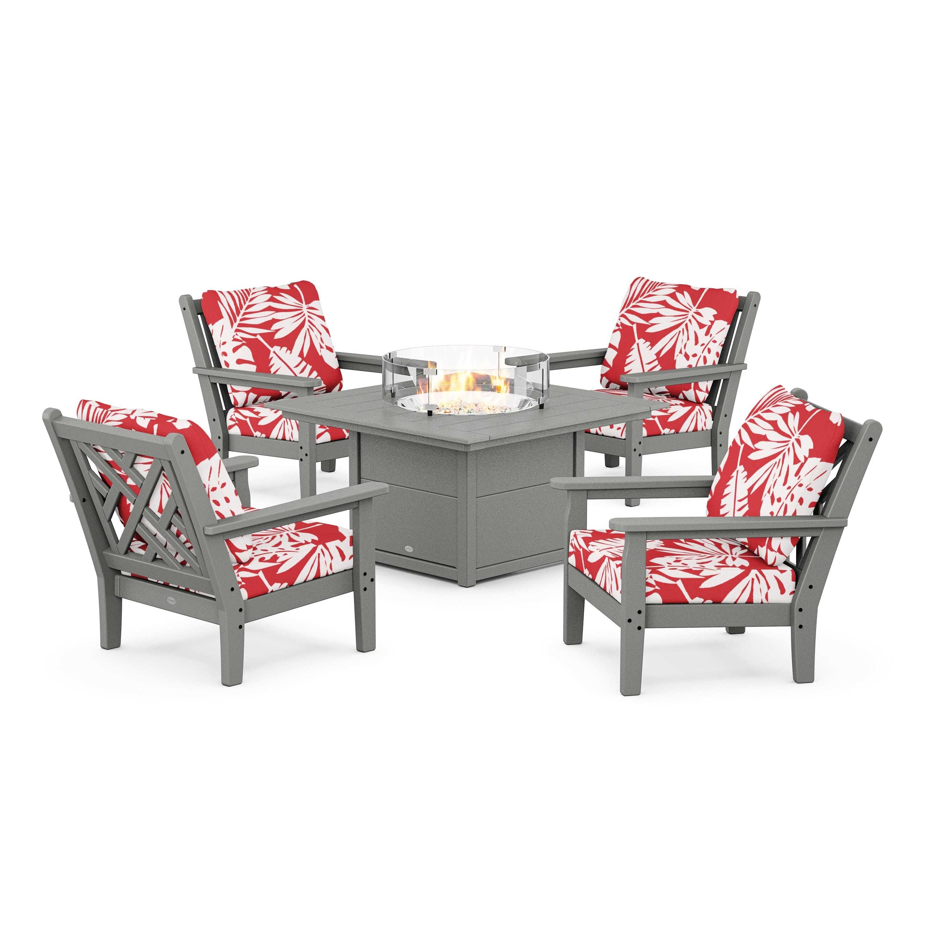 Chippendale 5-Piece Deep Seating Set with Fire Pit Table